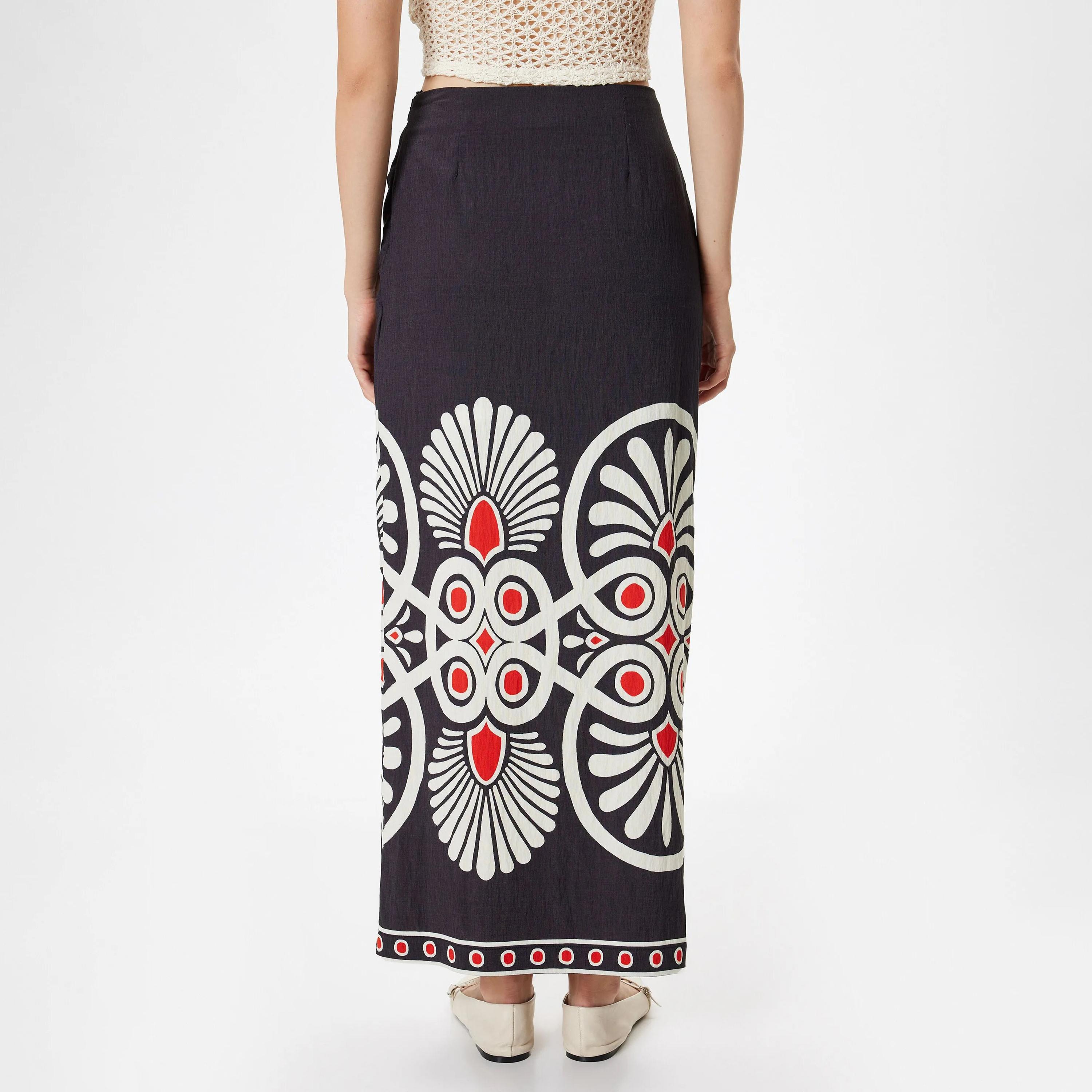 KOTON Black Printed Women's Skirt-women-clothing-bottoms-skirts-image-3