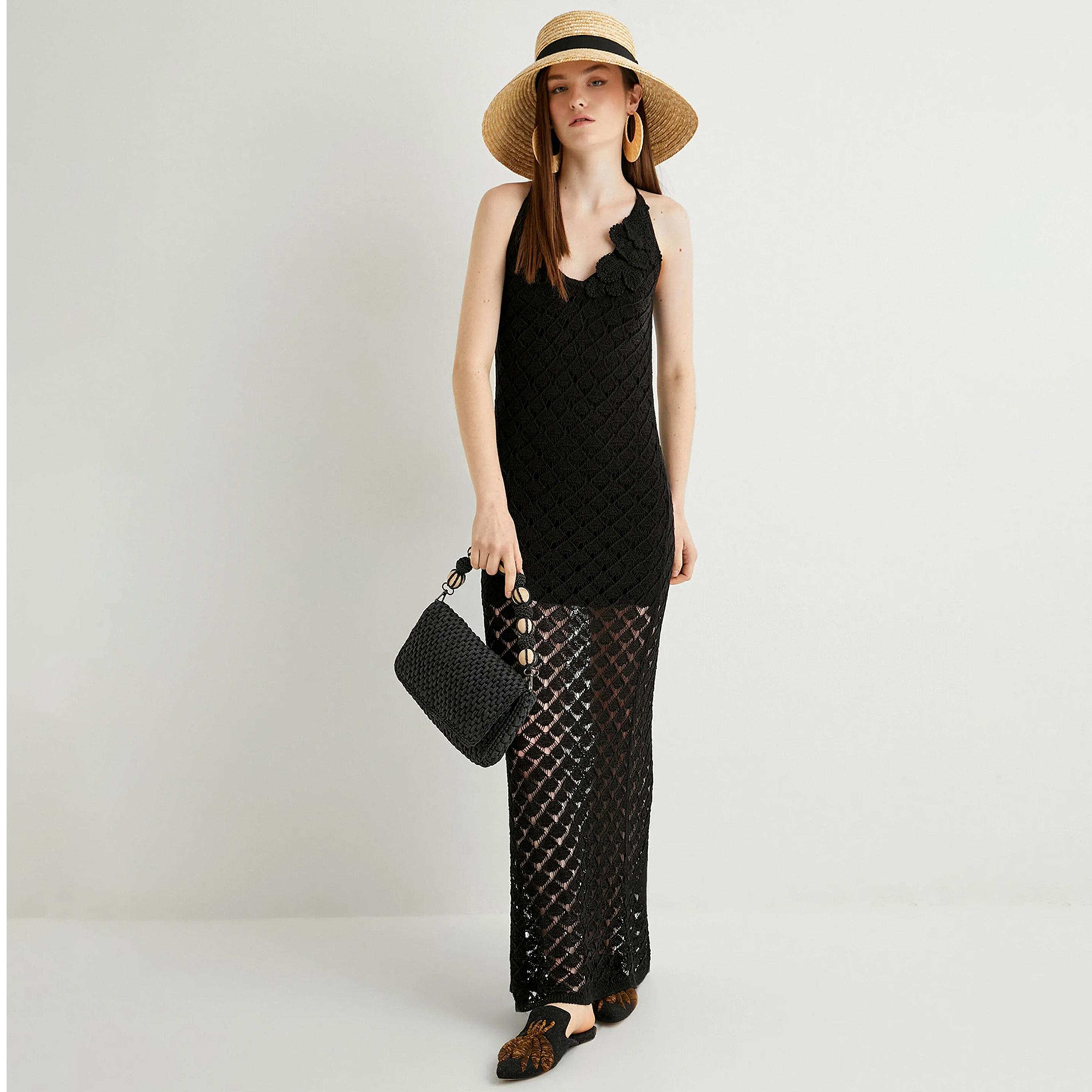 KOTON Black Crochet Women's Maxi Dress-women-clothing-dresses-image-2
