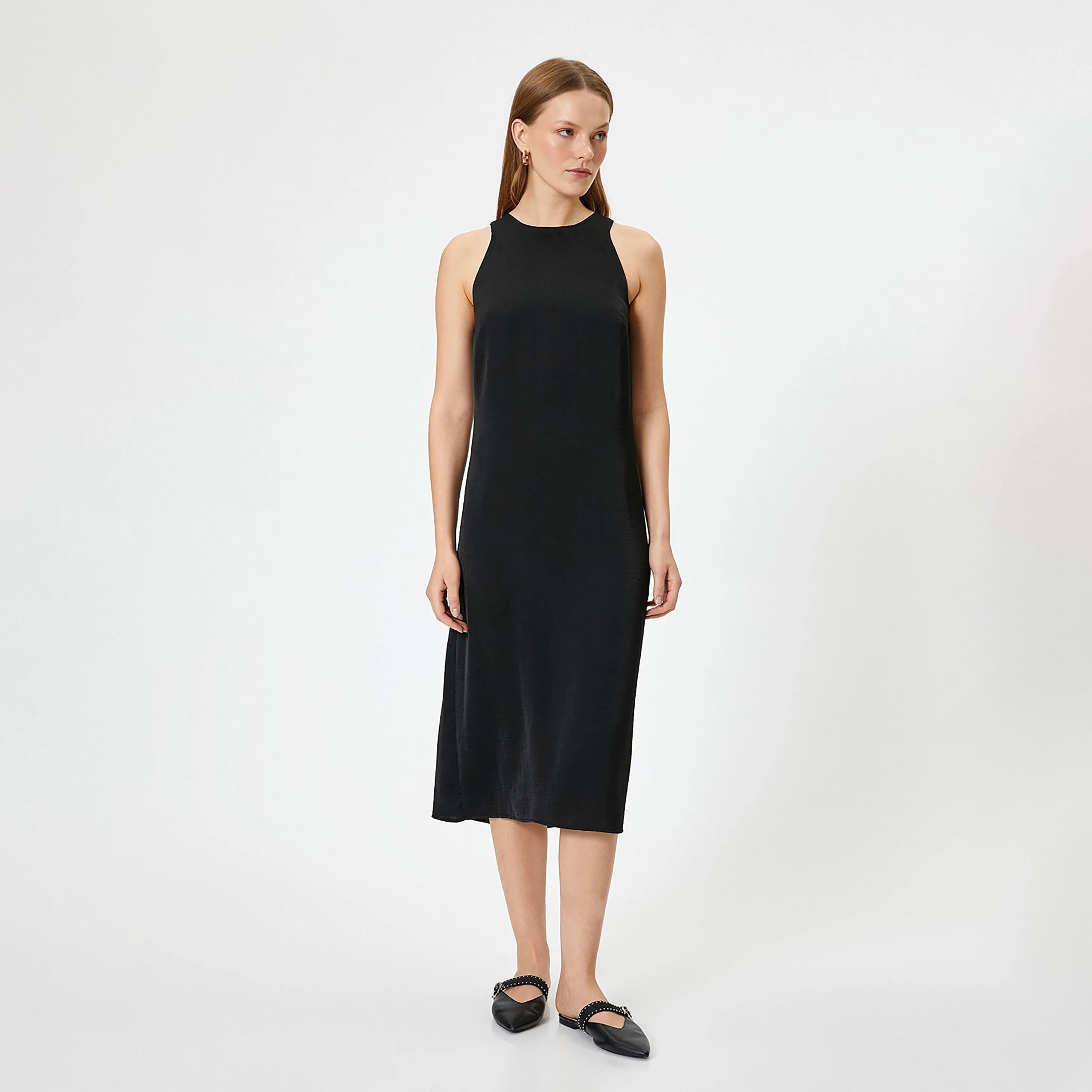 فستان نسائي متوسط الطول باللون الأسود من كوتون-women-clothing-dresses-image-1