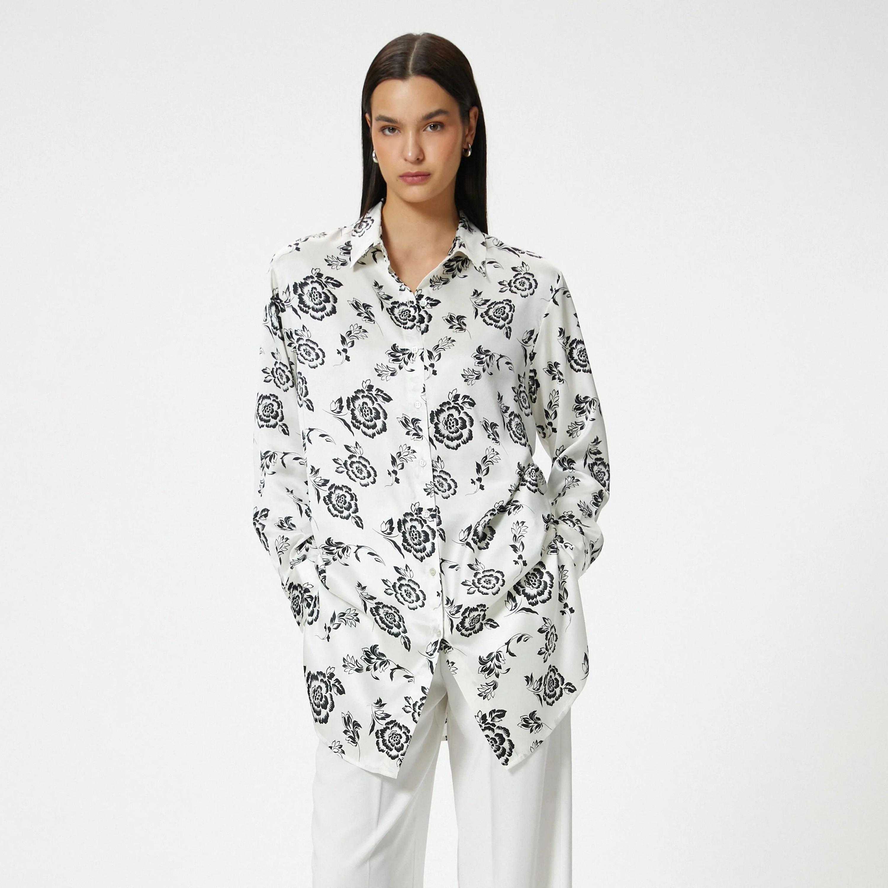 قميص نسائي أبيض بطبعة زهور وياقة من كوتون-women-clothing-shirtsandblouses-shirts-image-1