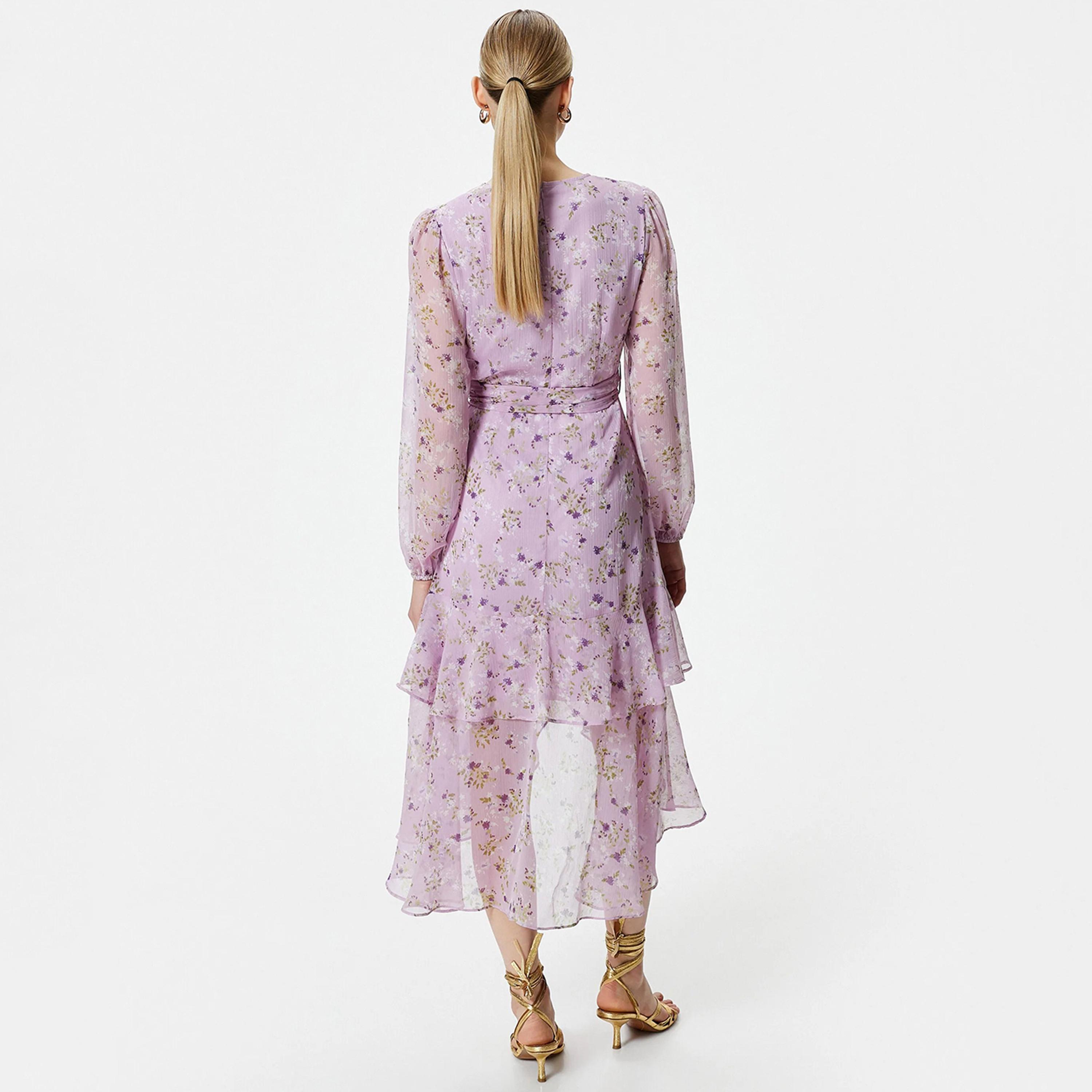 فستان نسائي متوسط الطول بطبعة زهور بنفسجية من كوتون-women-clothing-dresses-image-3