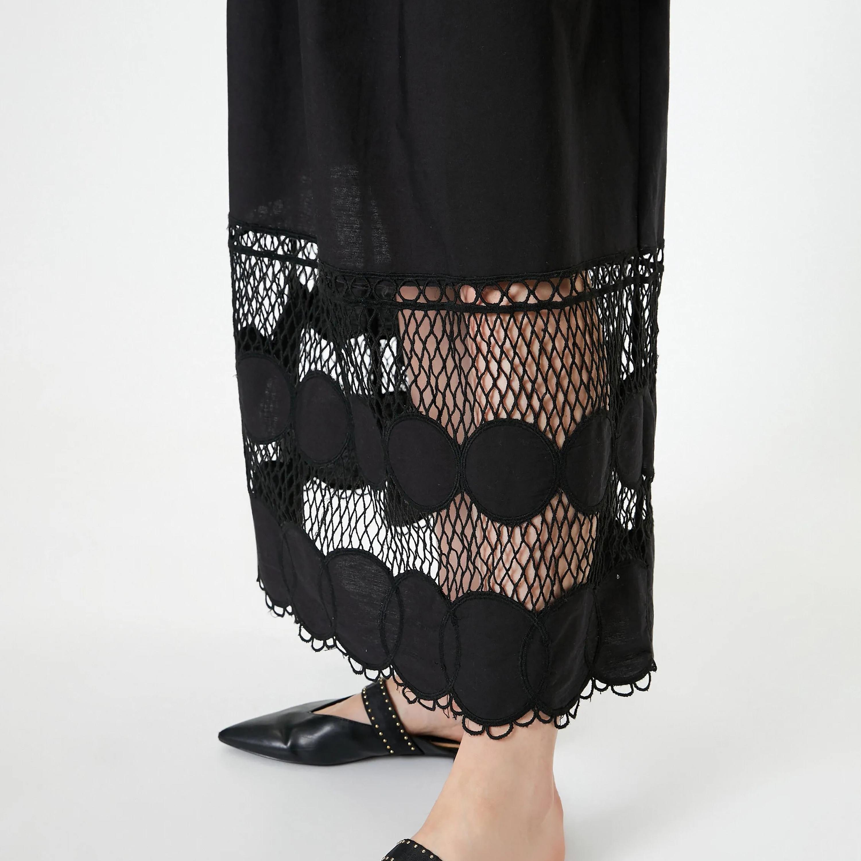 KOTON Black Plain Shoulder Straps Women's Midi Dress-women-clothing-dresses-image-4