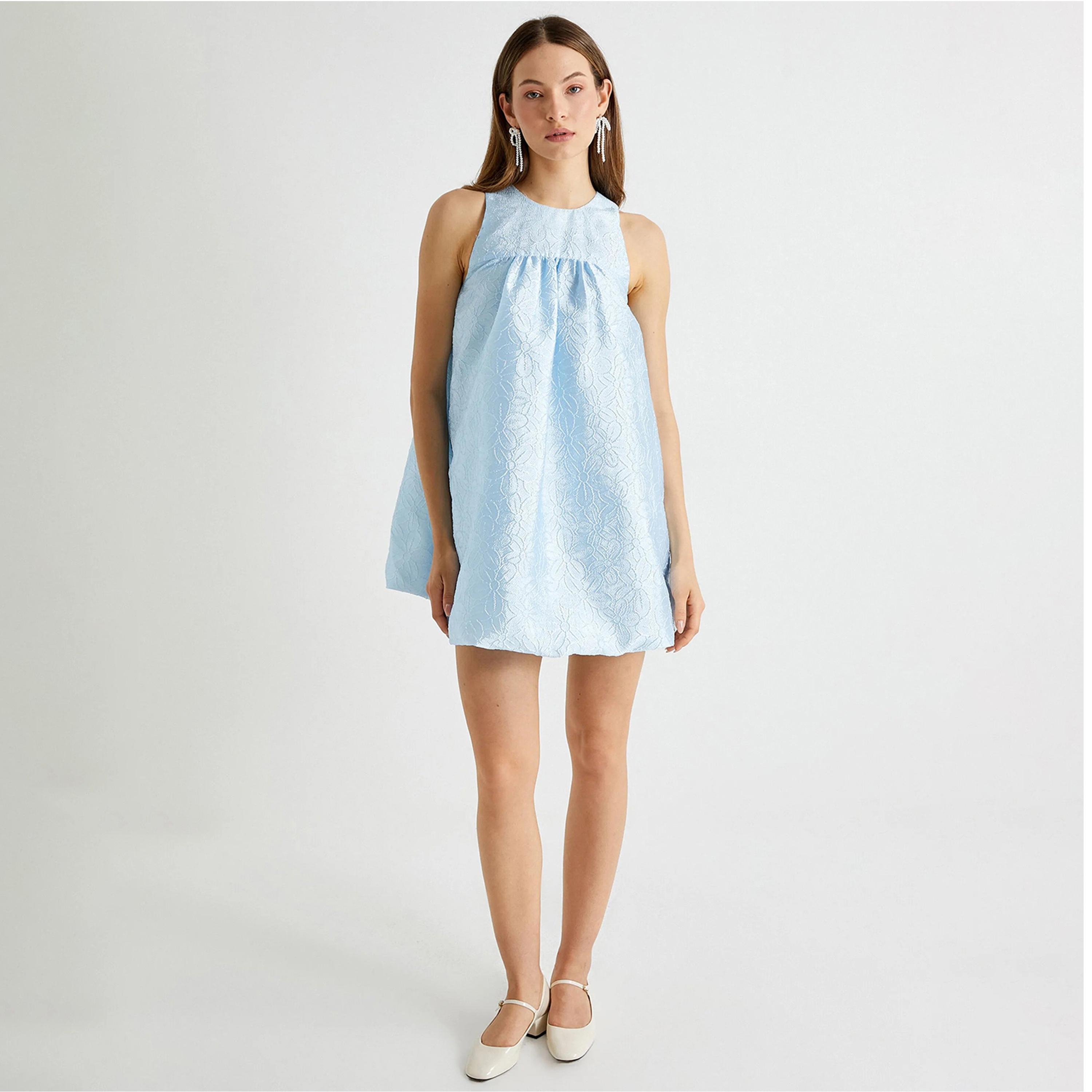 KOTON Blue Floral Women's Mini Dress-women-clothing-dresses-image-2