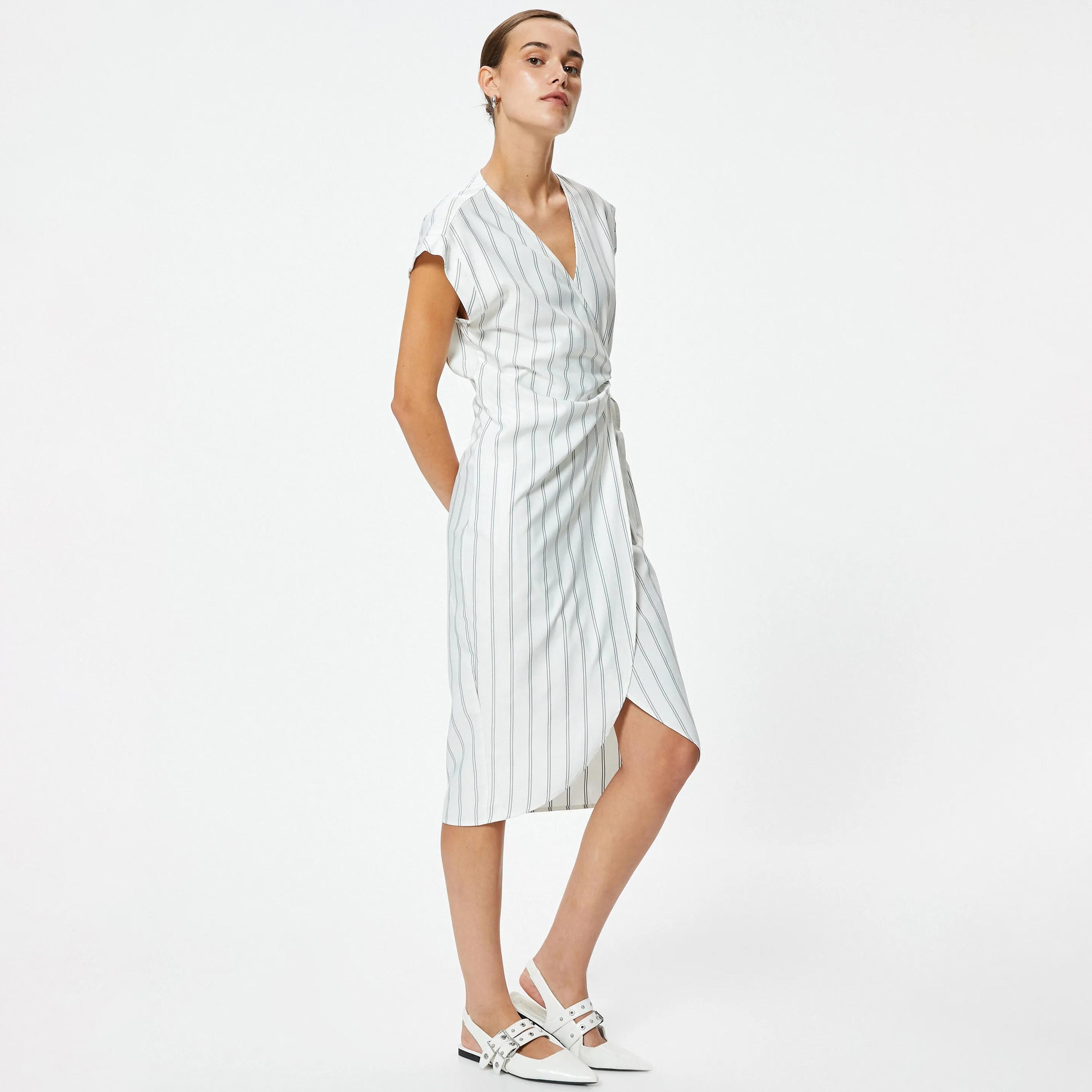 فستان نسائي متوسط الطول مخطط باللون الأبيض من كوتون-women-clothing-dresses-image-5