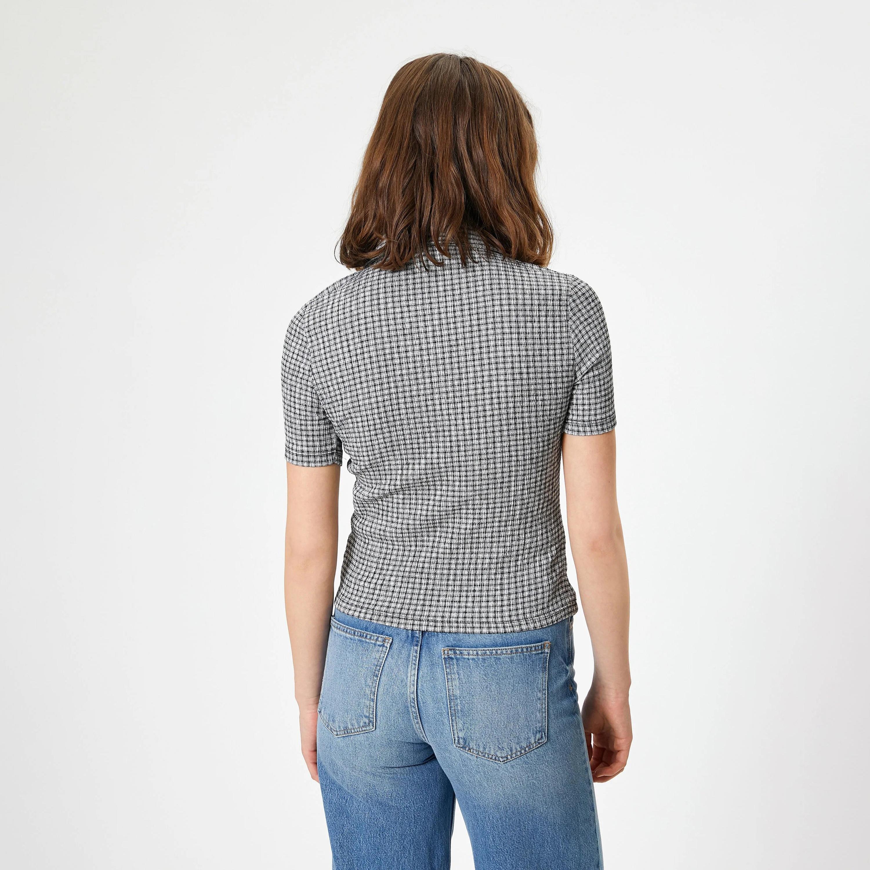 قميص نسائي رمادي منقوش بياقة من كوتون-women-clothing-shirtsandblouses-shirts-image-3