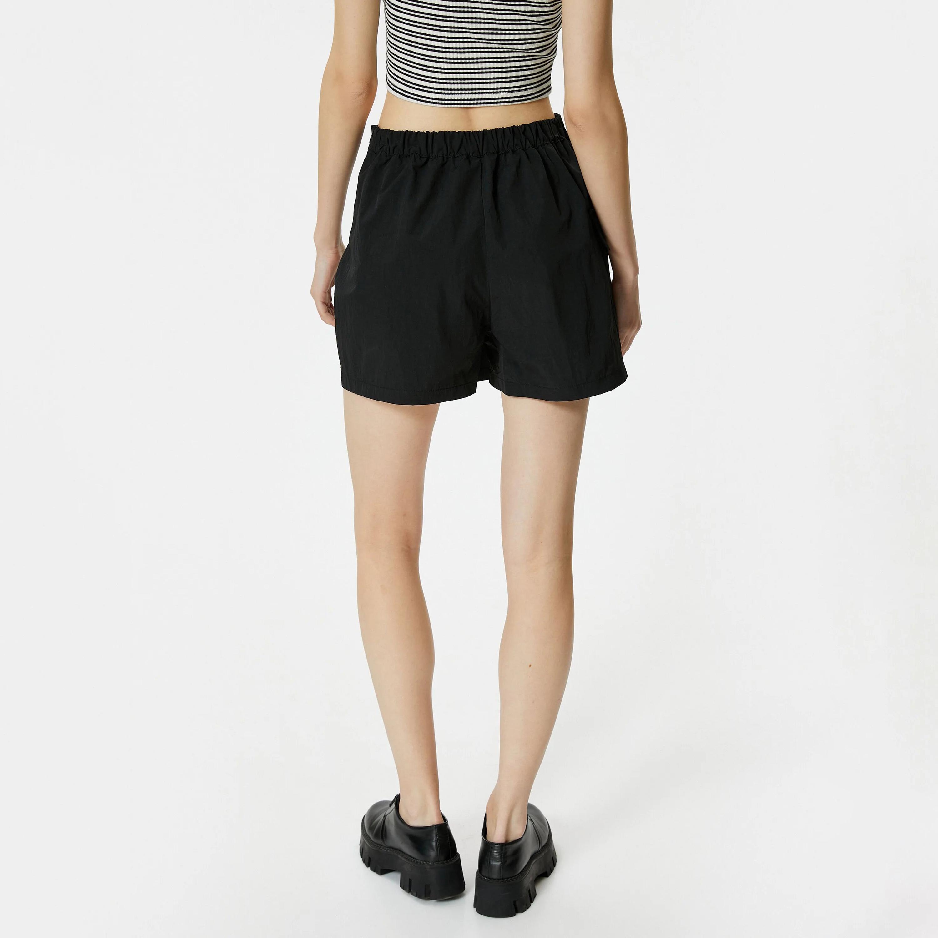 KOTON Black Nylon Button Women's Skorts-women-clothing-bottoms-skirts-image-3