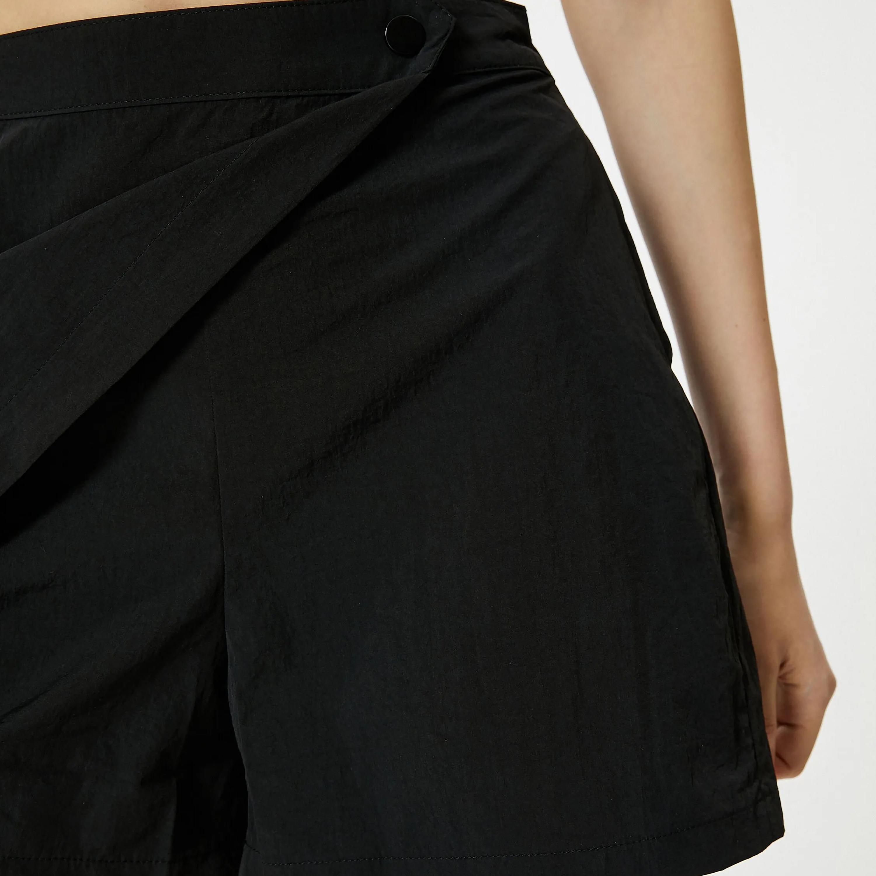 KOTON Black Nylon Button Women's Skorts-women-clothing-bottoms-skirts-image-4