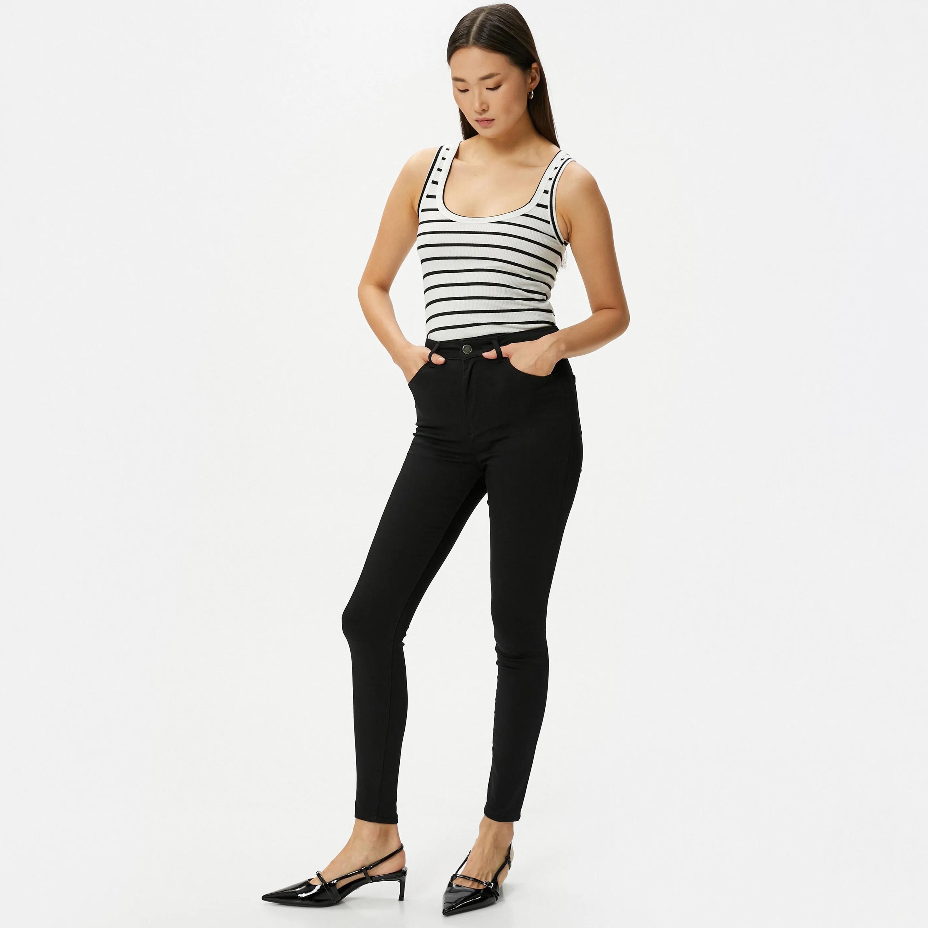 بنطلون جينز نسائي ضيق وواسع الخصر من كوتون-women-clothing-bottoms-jeans-image-2