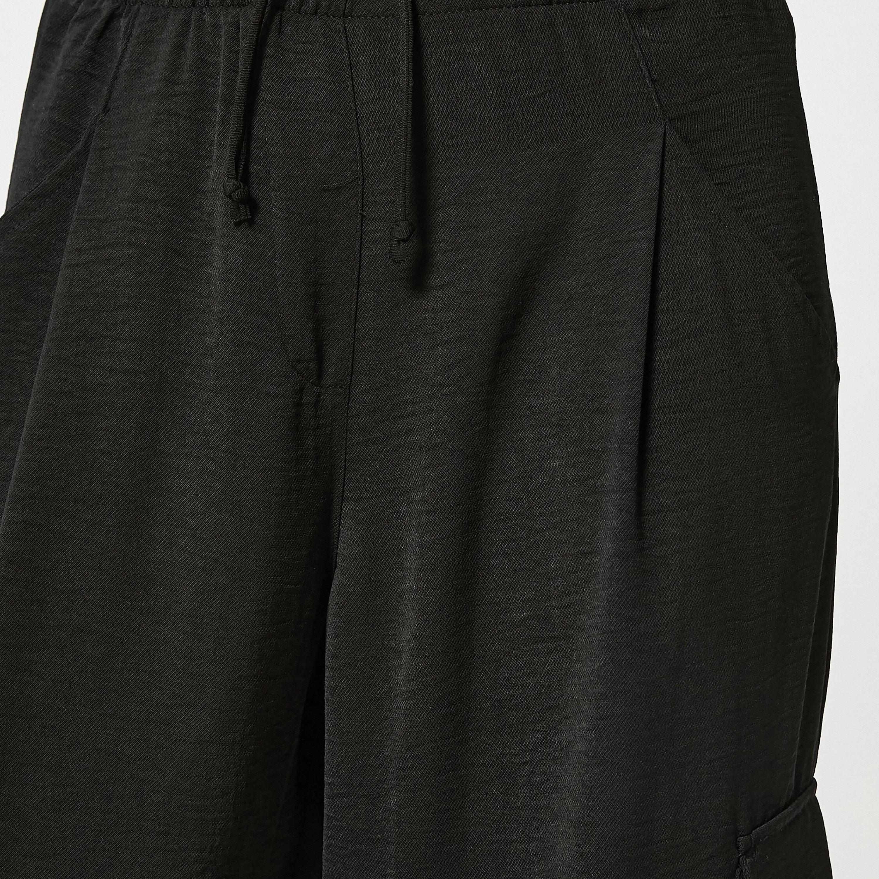 KOTON Black Drawstring Waist Women's Trousers-women-clothing-bottoms-trousers-image-4