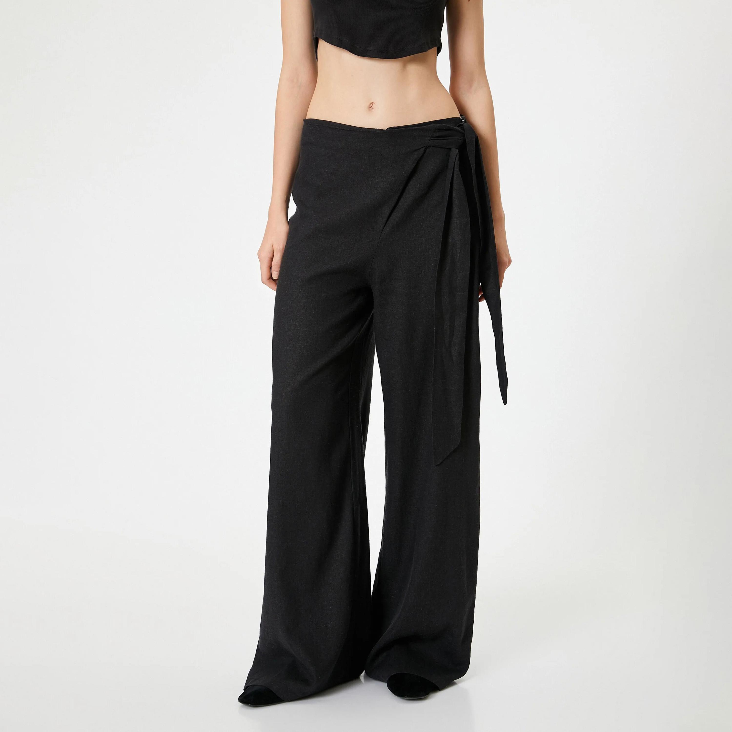 KOTON Black Concealed Zip Women's Trousers-women-clothing-bottoms-trousers-image-1