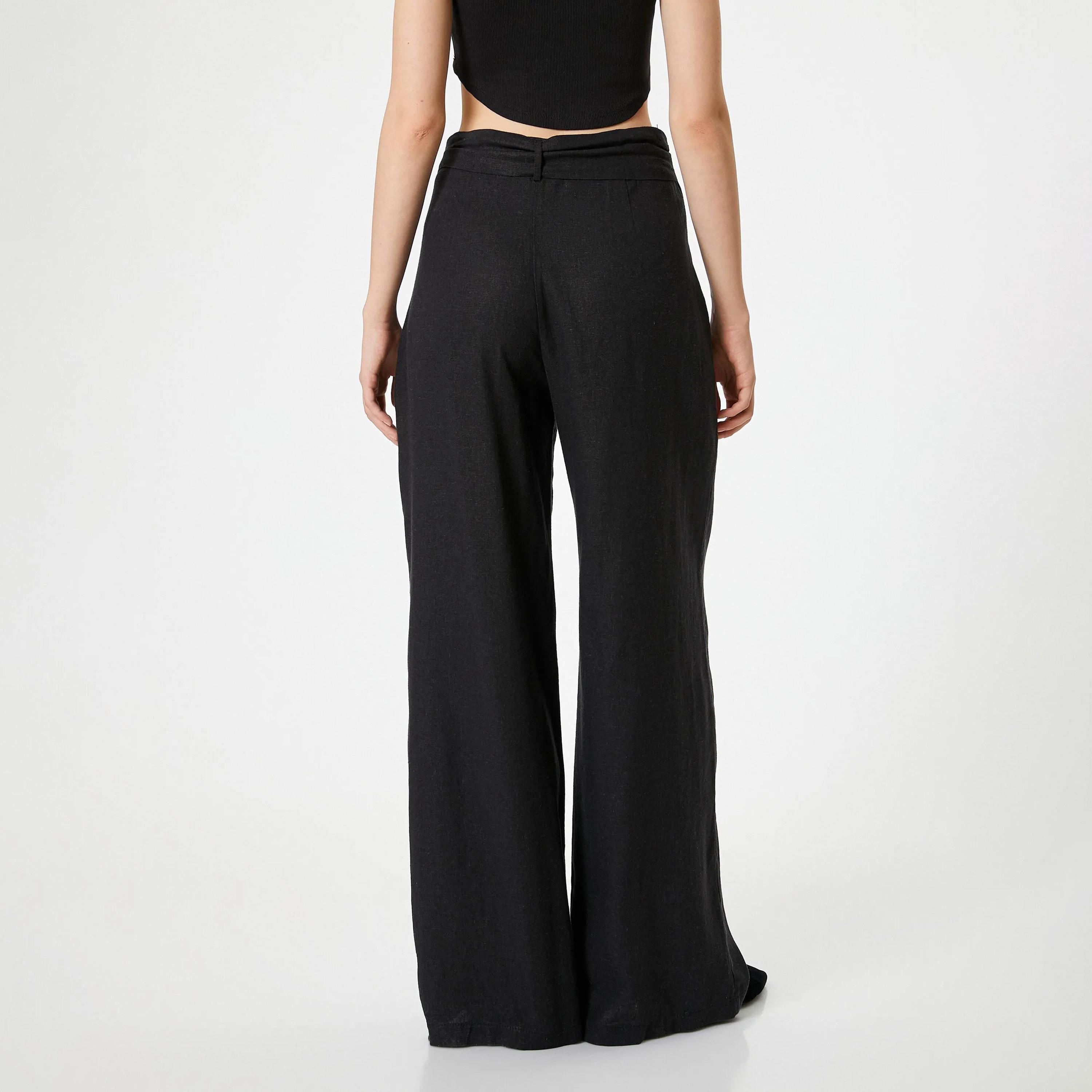 KOTON Black Concealed Zip Women's Trousers-women-clothing-bottoms-trousers-image-3