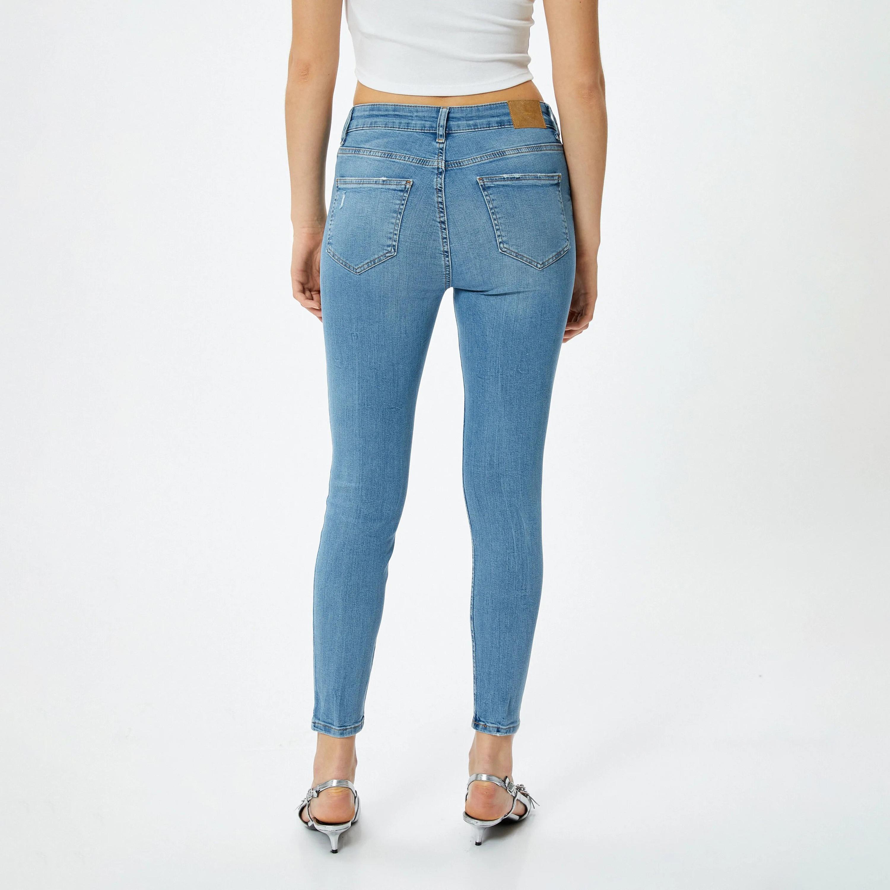KOTON Skinny Fit Distressed Mid-Rise Women's Jeans-women-clothing-bottoms-jeans-image-4