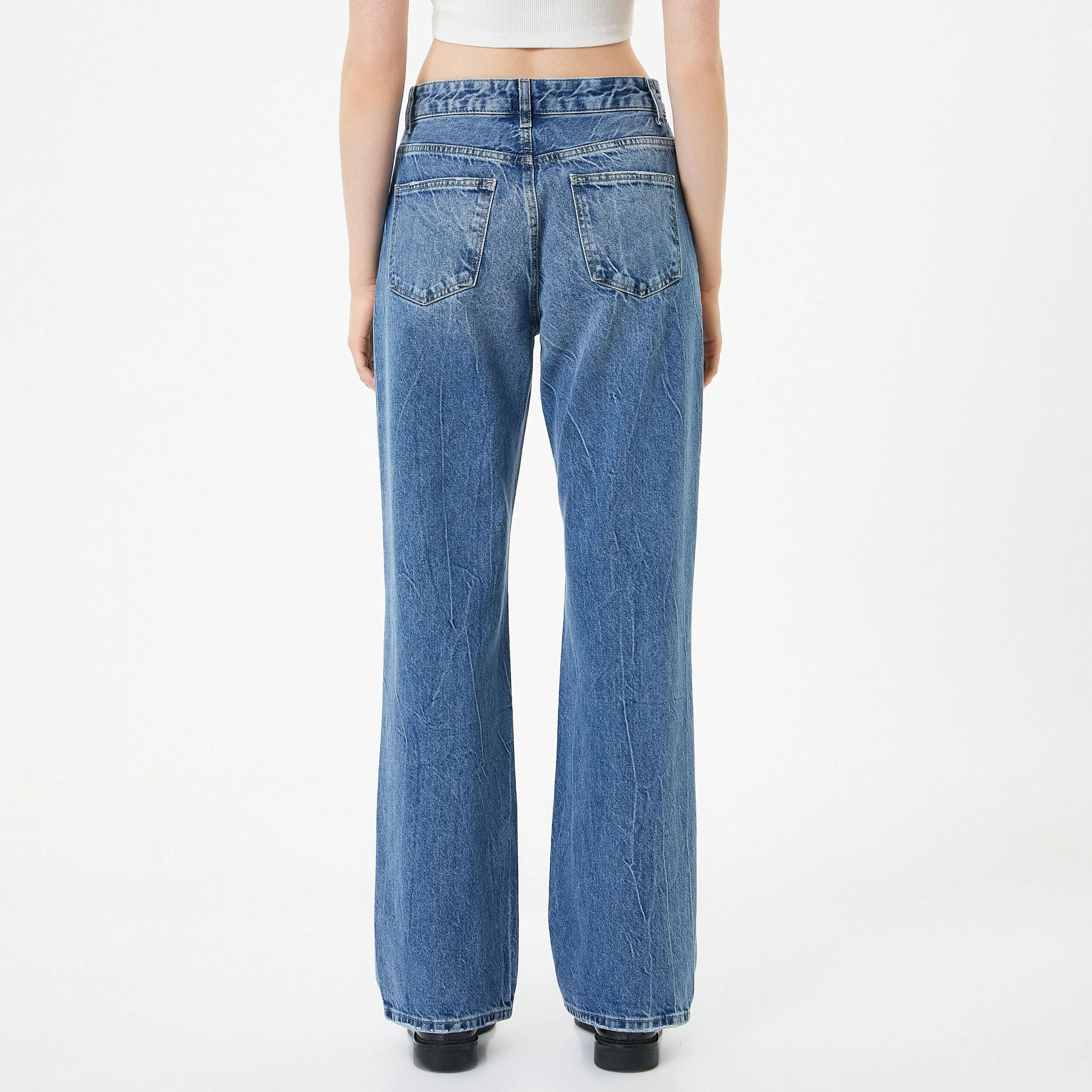 KOTON Straight Fit Distressed Mid-Rise Women's Jeans-women-clothing-bottoms-jeans-image-3