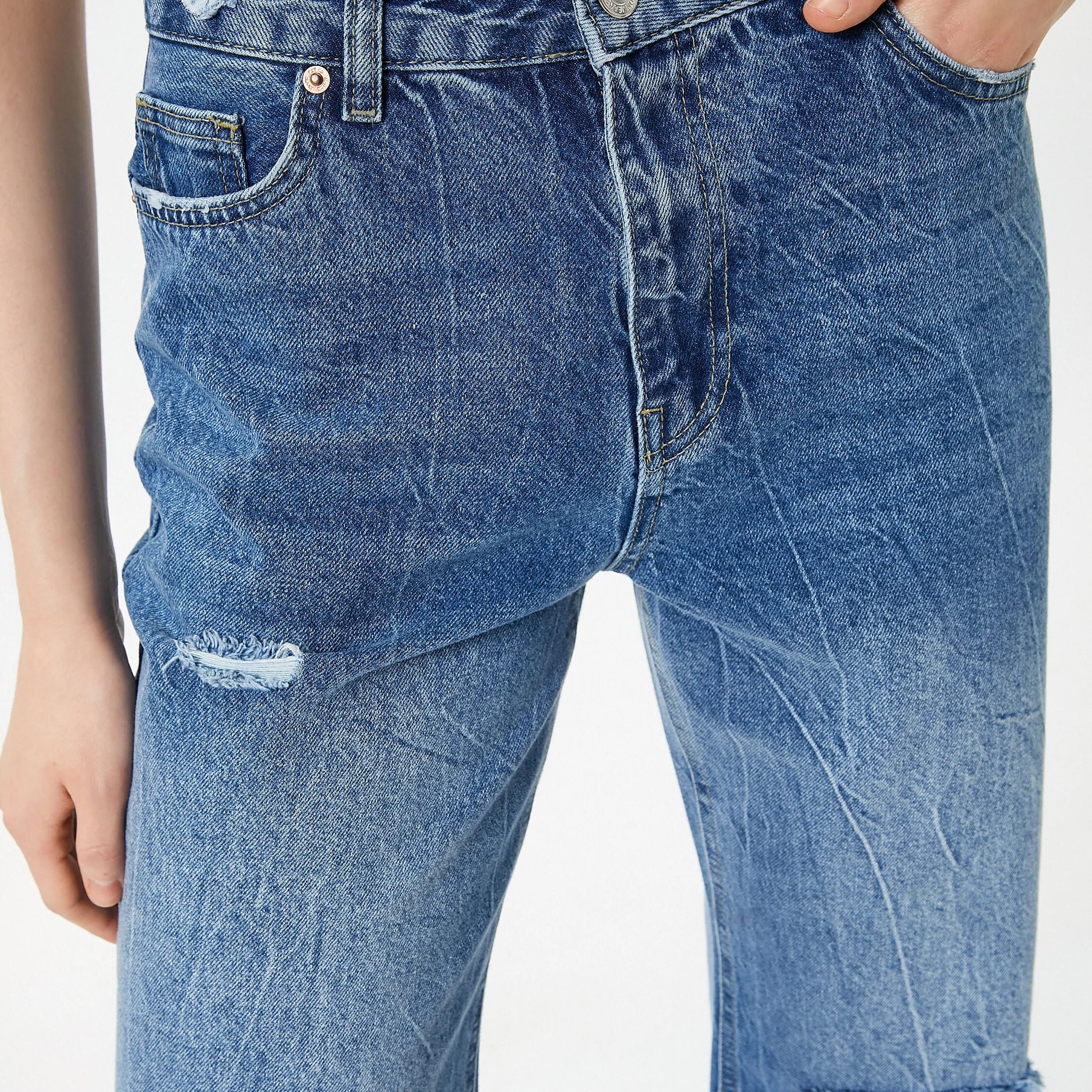 KOTON Straight Fit Distressed Mid-Rise Women's Jeans-women-clothing-bottoms-jeans-image-4