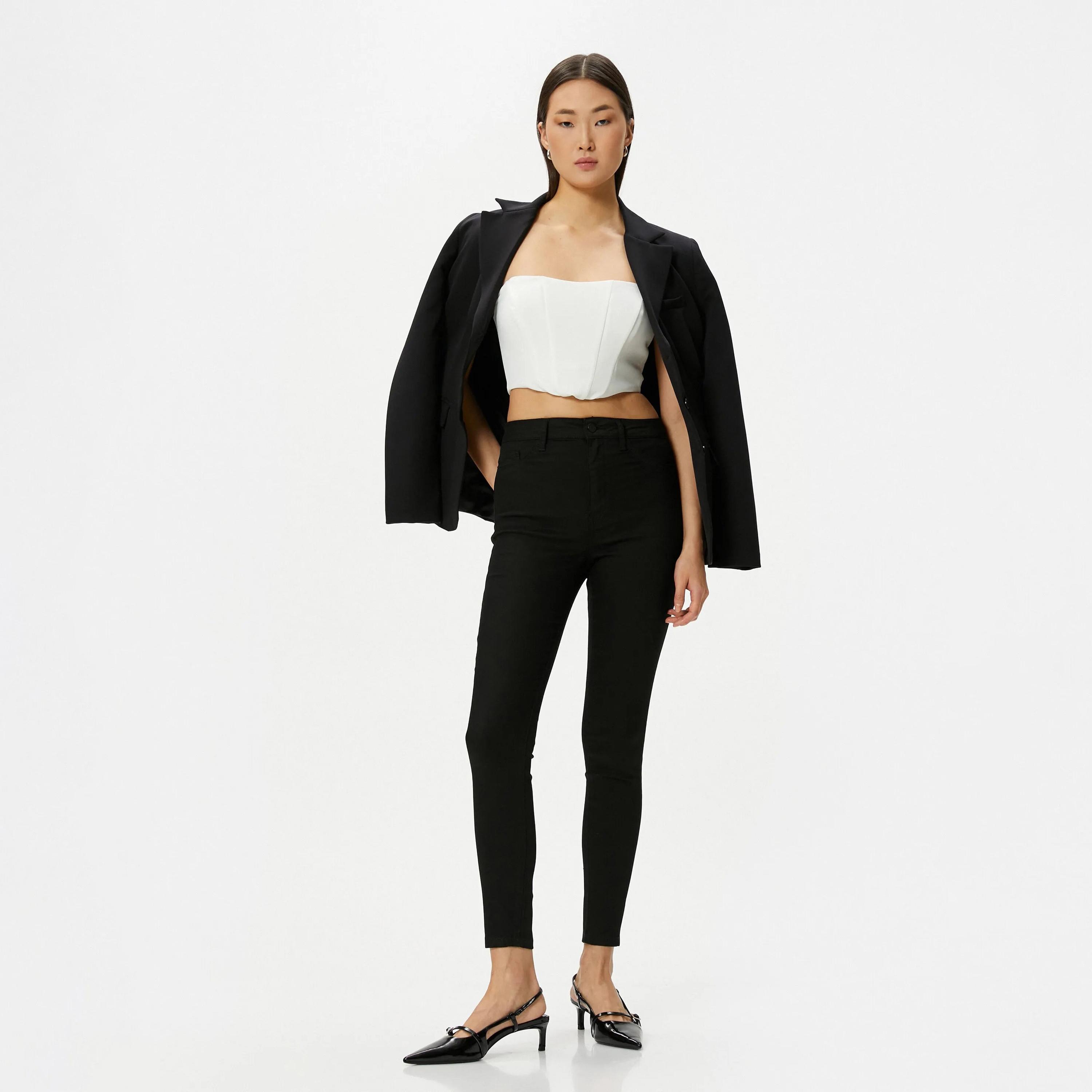 KOTON Skinny Fit Plain High-Rise Women's Jeans-women-clothing-bottoms-jeans-image-2