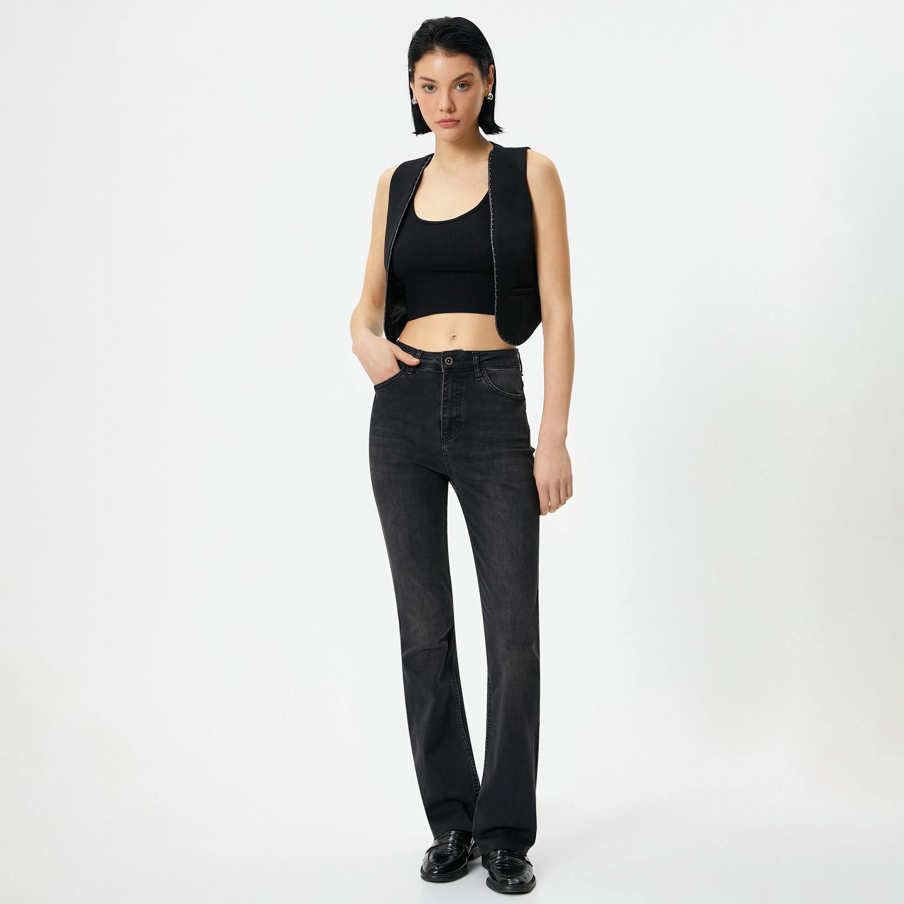 KOTON Slim Fit Plain Mid-Rise Women's Jeans-women-clothing-bottoms-jeans-image-2