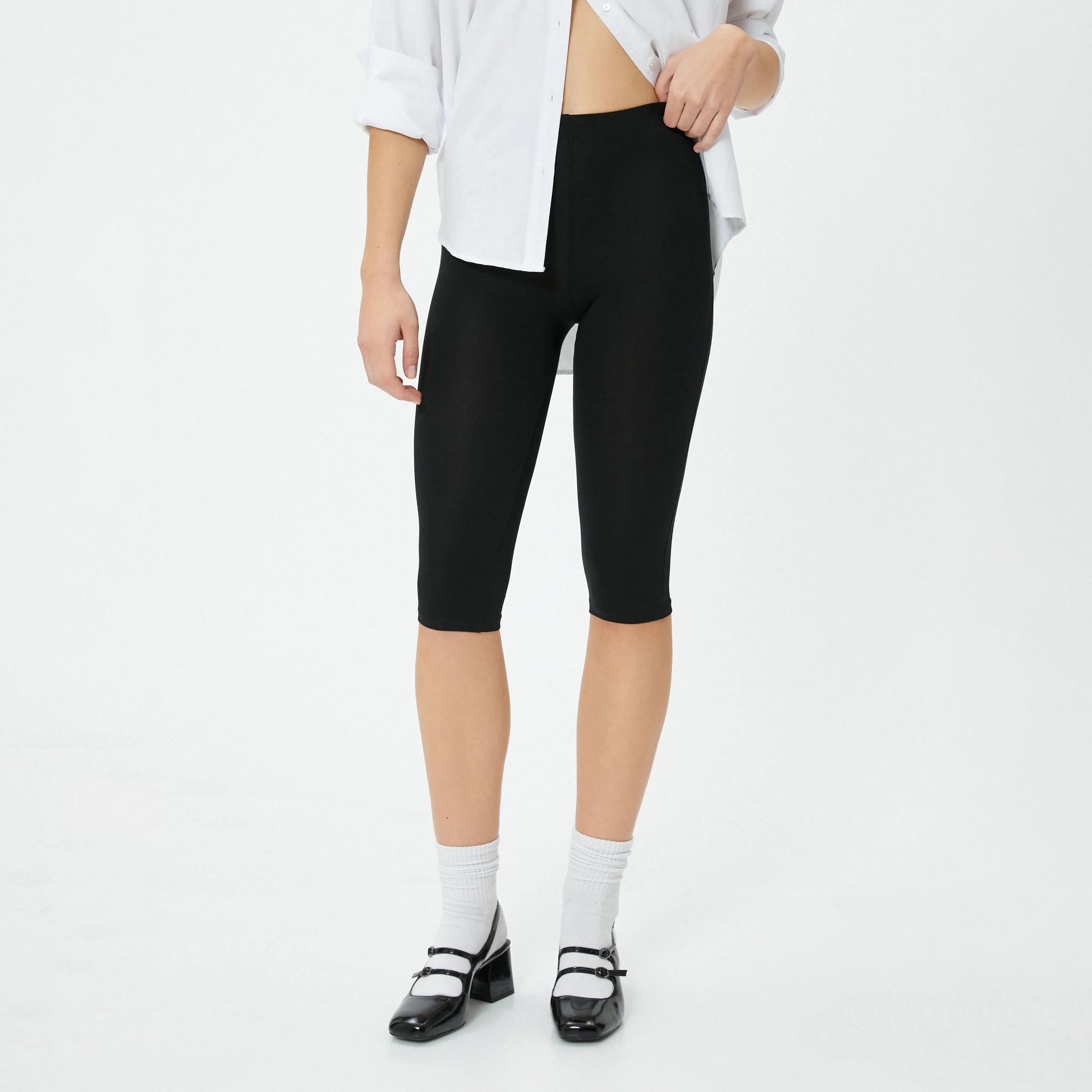 KOTON Black Elasticated Waist Women's Leggings-women-clothing-bottoms-leggings-image-1