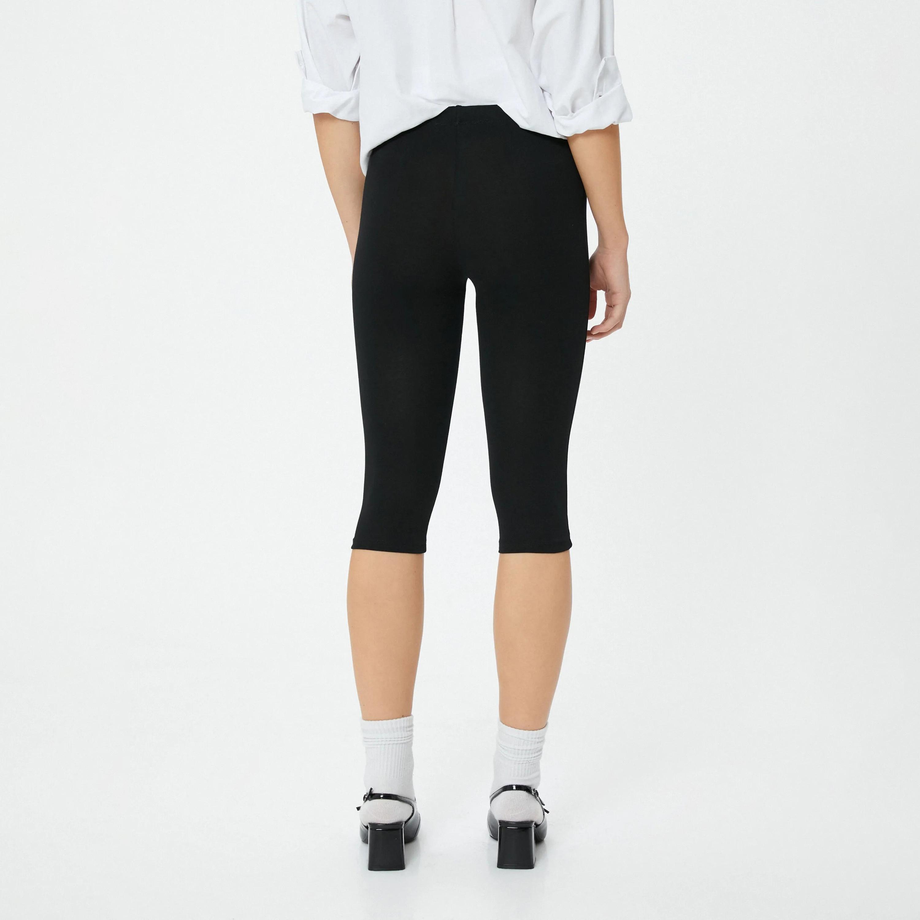 KOTON Black Elasticated Waist Women's Leggings-women-clothing-bottoms-leggings-image-3