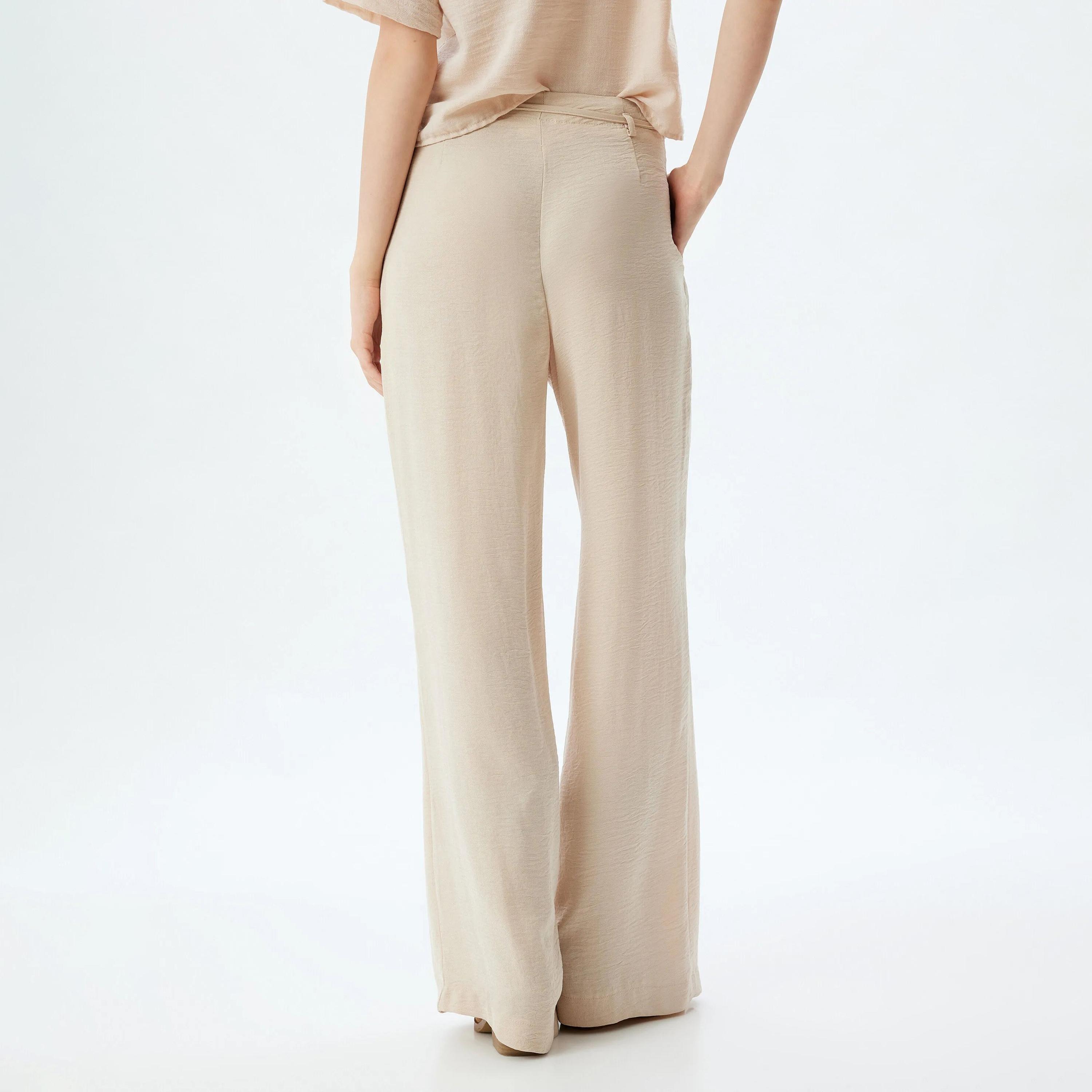 KOTON Textured Drawstring Waist Women's Trousers-women-clothing-bottoms-trousers-image-3