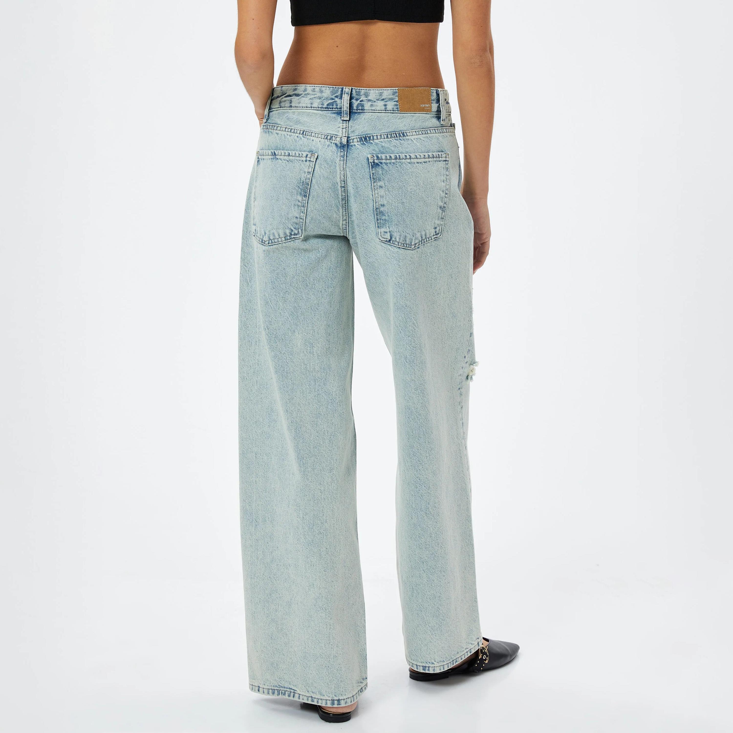 بنطلون جينز نسائي فضفاض متوسط الارتفاع من كوتون-women-clothing-bottoms-jeans-image-3