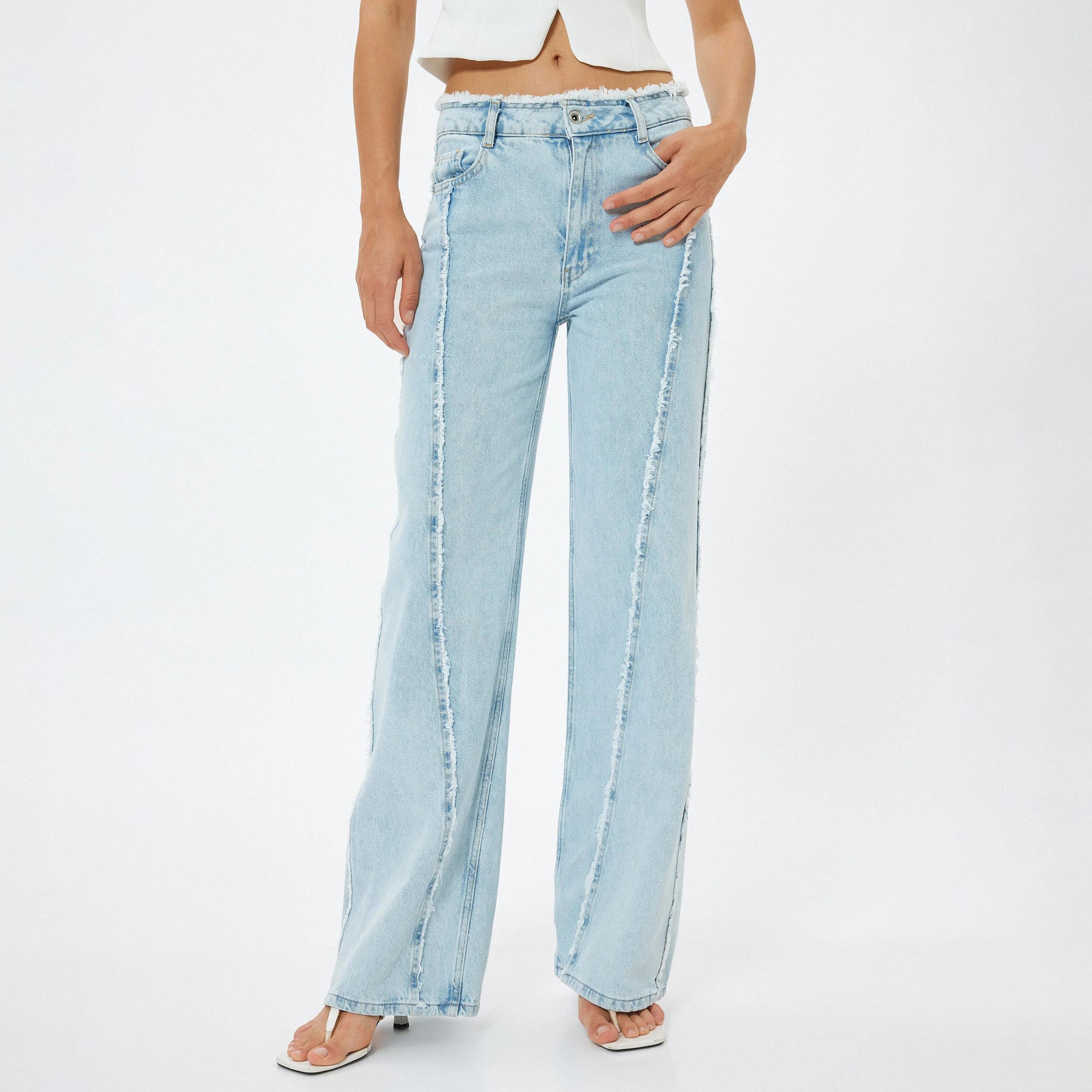 KOTON Wide Leg Fit Plain High-Rise Women's Jeans-women-clothing-bottoms-jeans-image-1