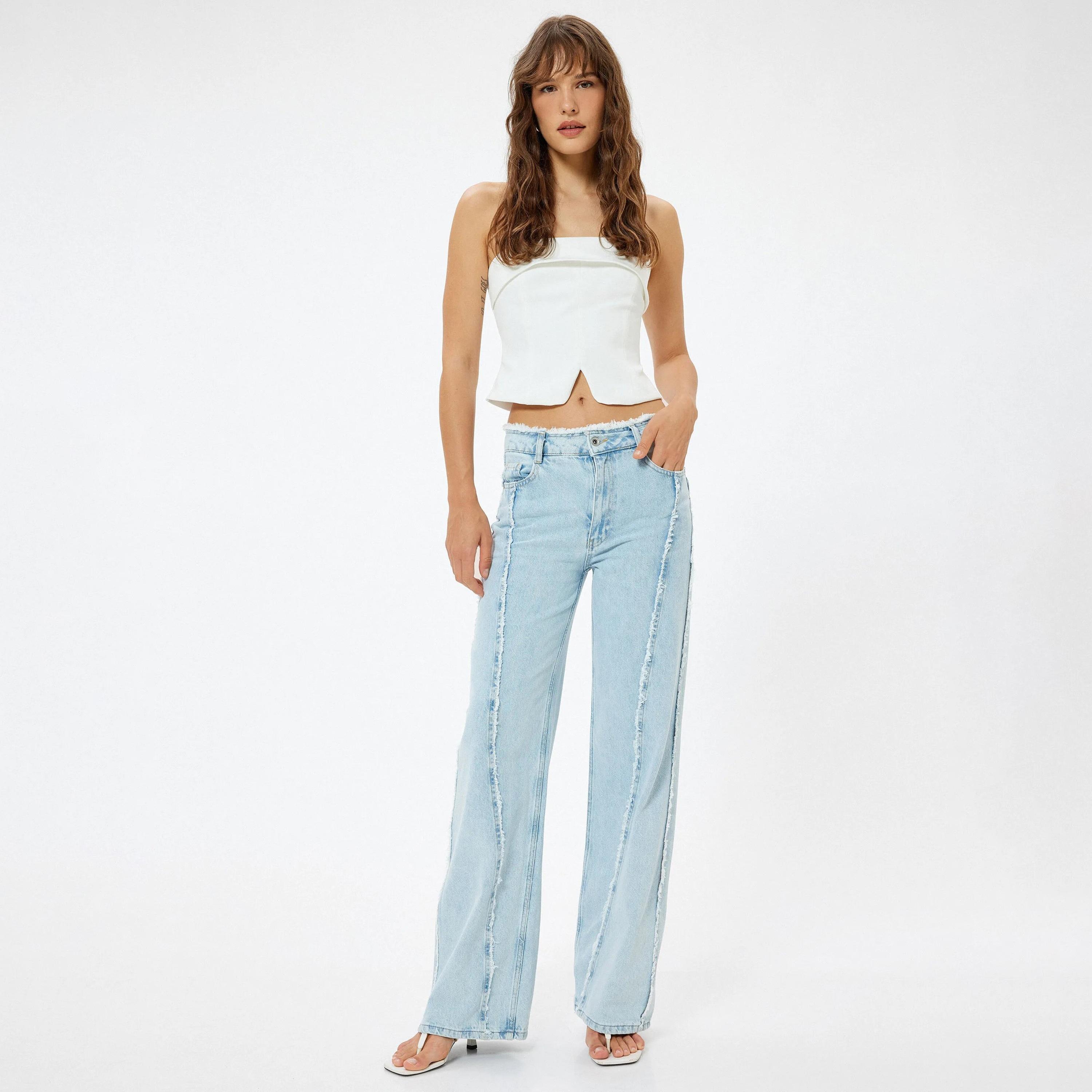 KOTON Wide Leg Fit Plain High-Rise Women's Jeans-women-clothing-bottoms-jeans-image-2