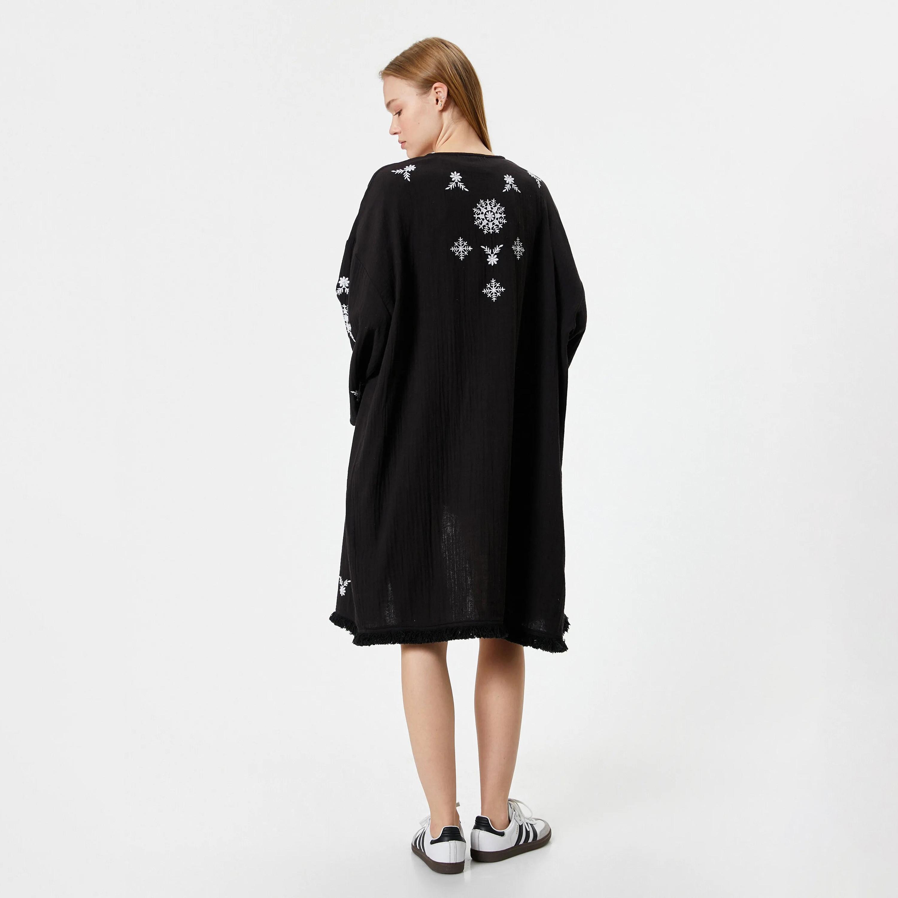KOTON Black Embroidered Women's Kimono-women-clothing-shirtsandblouses-blouses-image-3