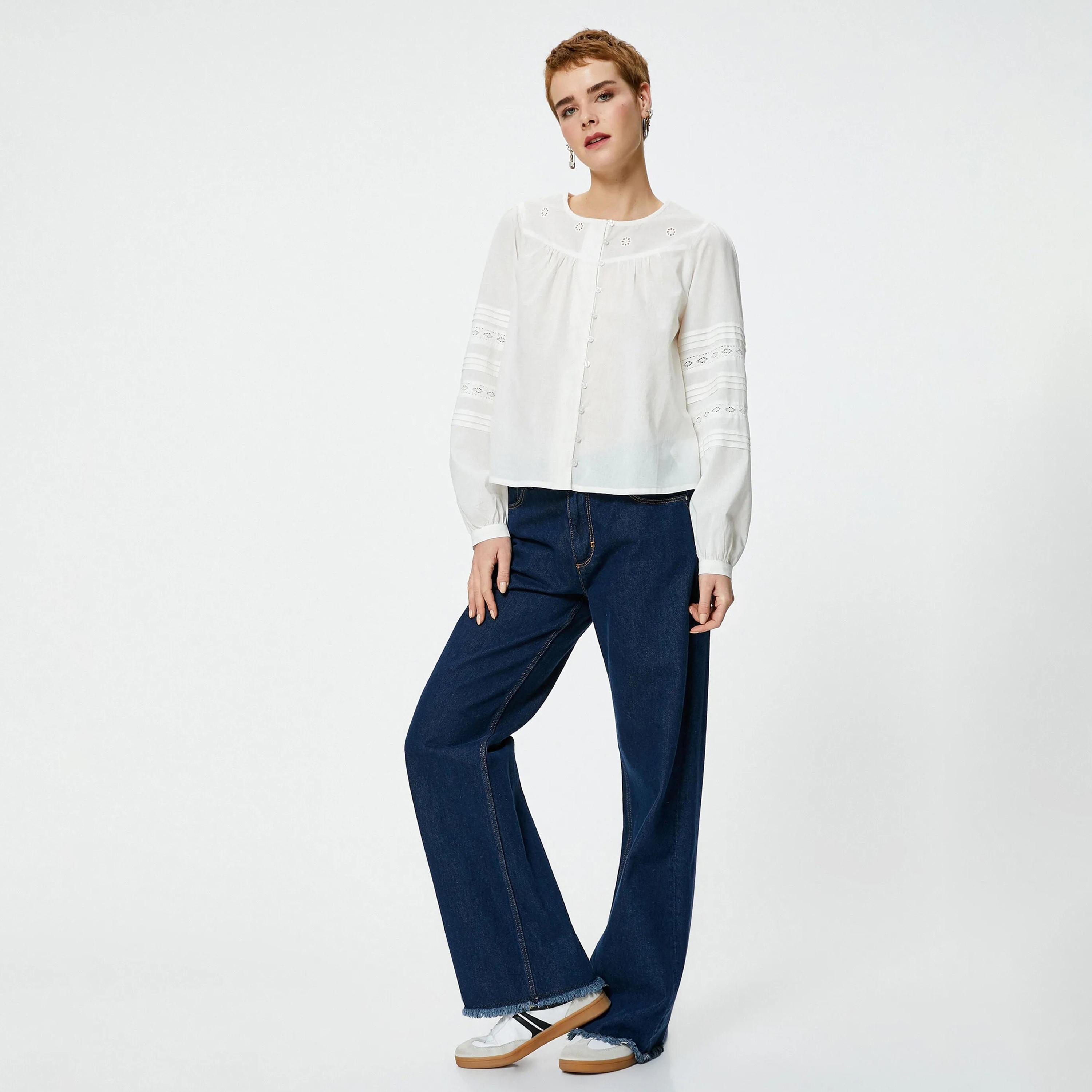 KOTON White Embroidered Women's Top-women-clothing-shirtsandblouses-blouses-image-2