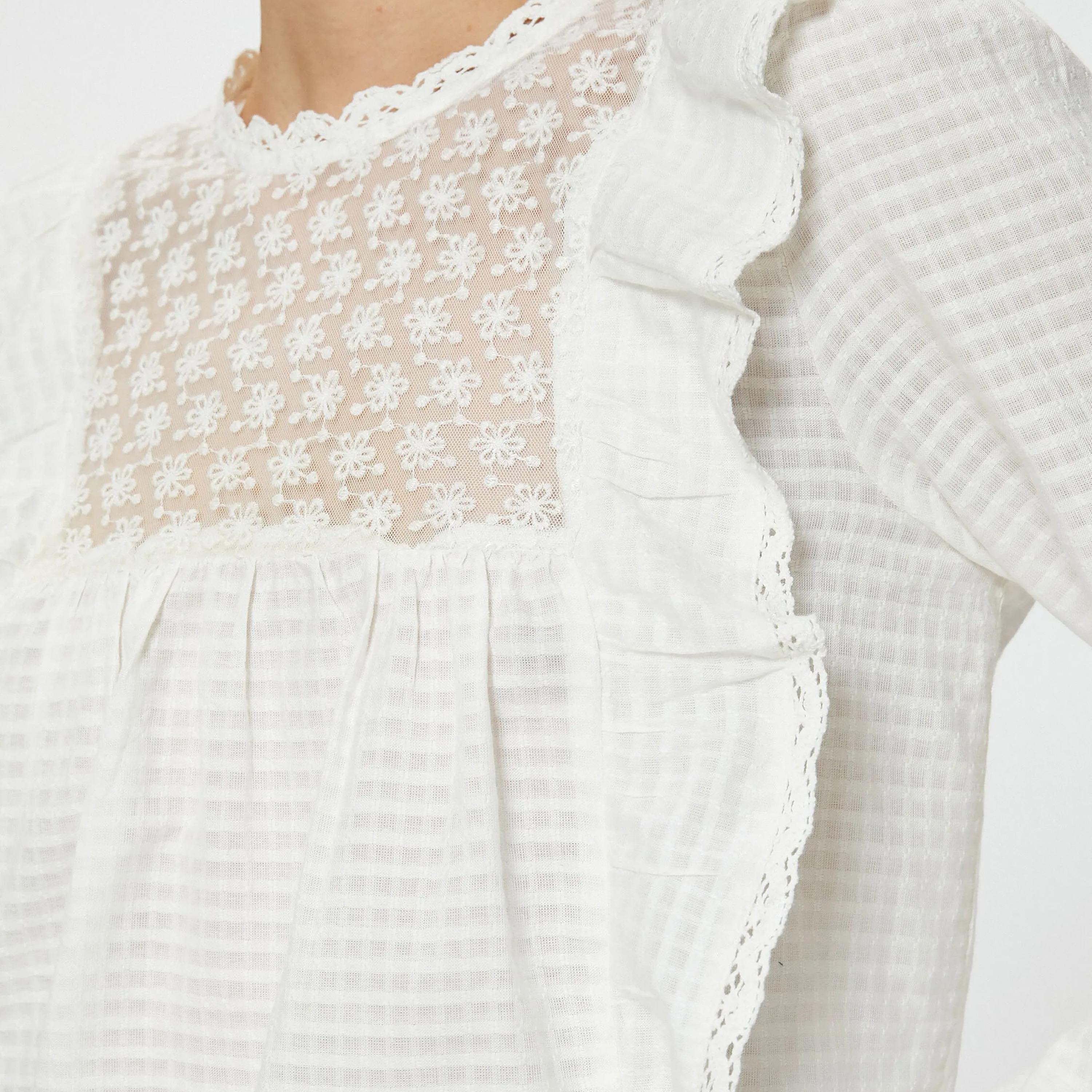 KOTON White Checked Women's Top-women-clothing-shirtsandblouses-blouses-image-4