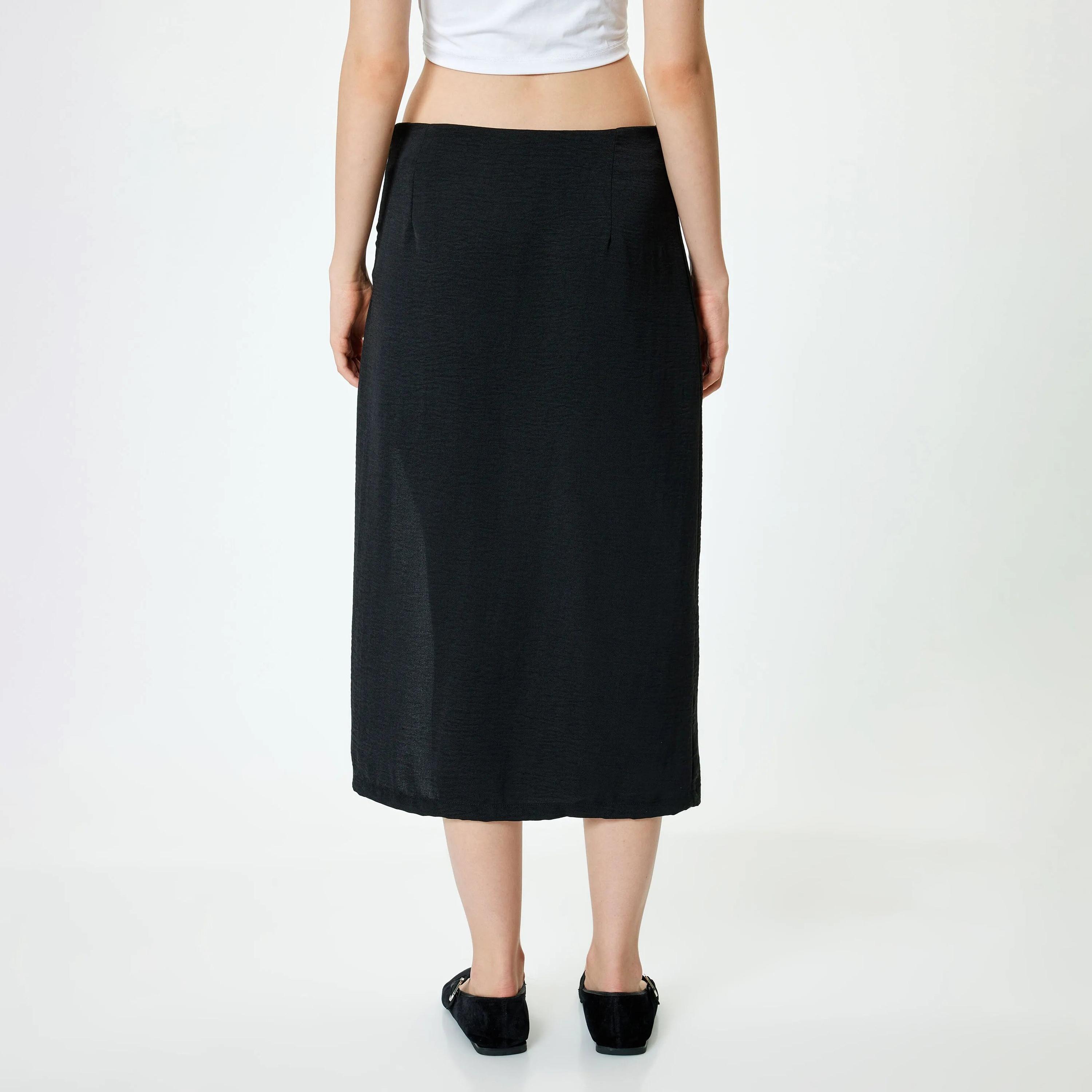 KOTON Black Concealed Zip Women's Skirt-women-clothing-bottoms-skirts-image-3