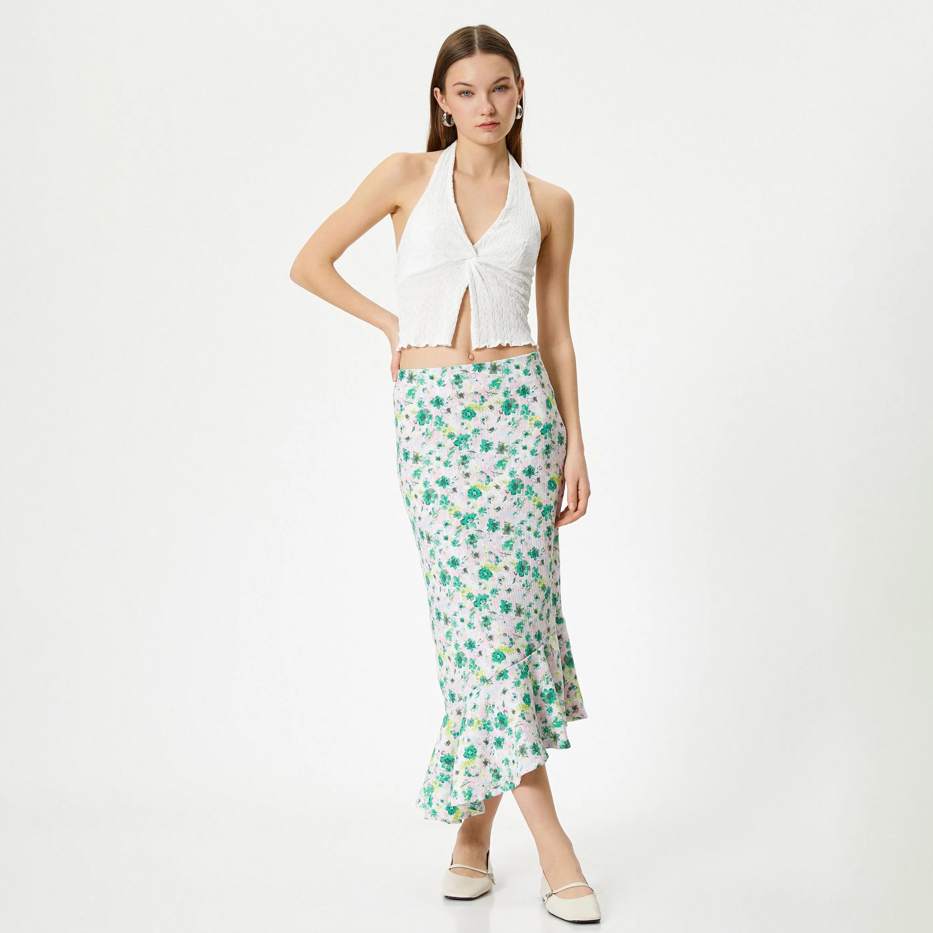 KOTON White Floral Women's Skirt-women-clothing-bottoms-skirts-image-2