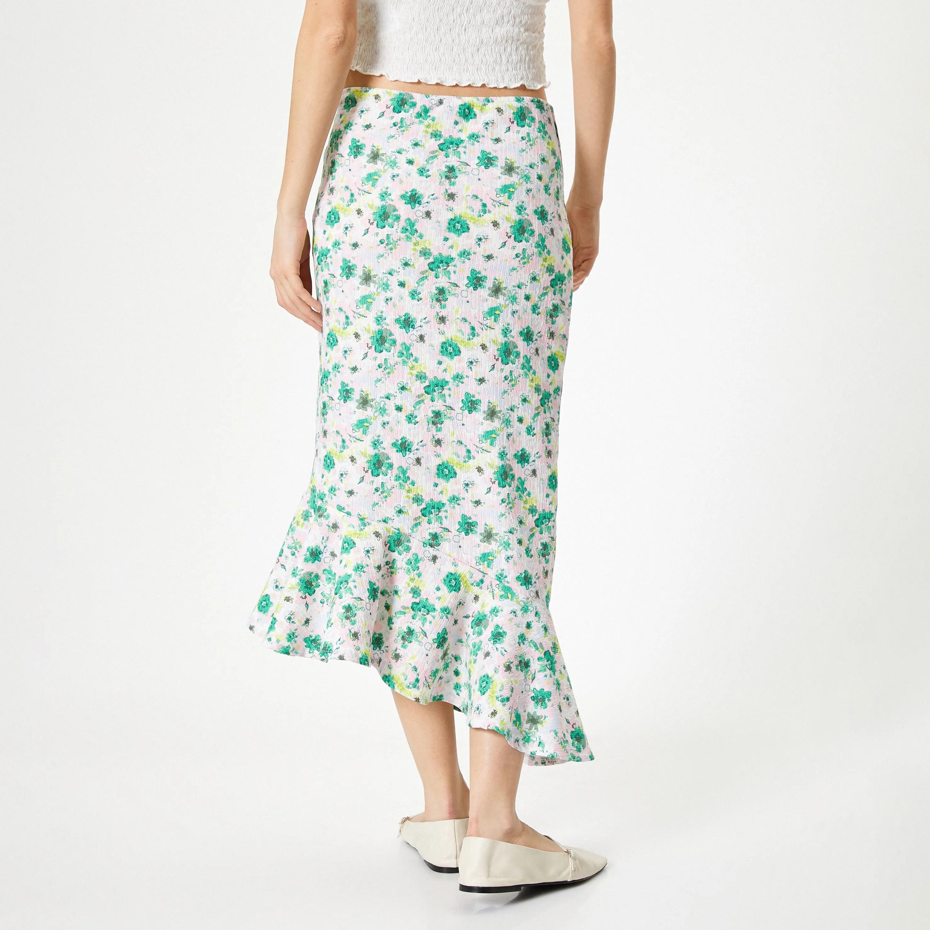 KOTON White Floral Women's Skirt-women-clothing-bottoms-skirts-image-3