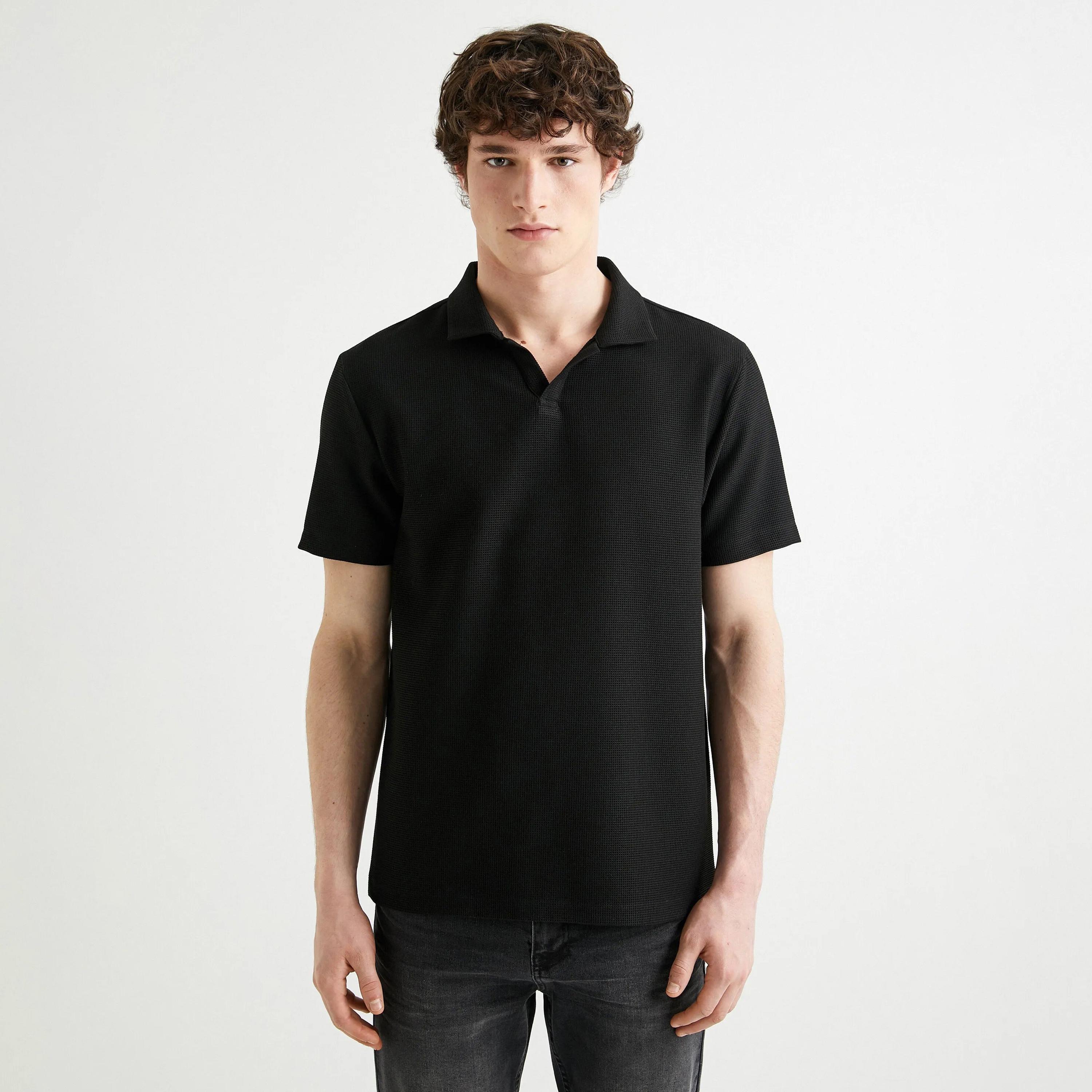 KOTON Textured Collared Short Sleeves Men's Polo T-Shirt-men-clothing-tshirtsandpolos-polos-image-1