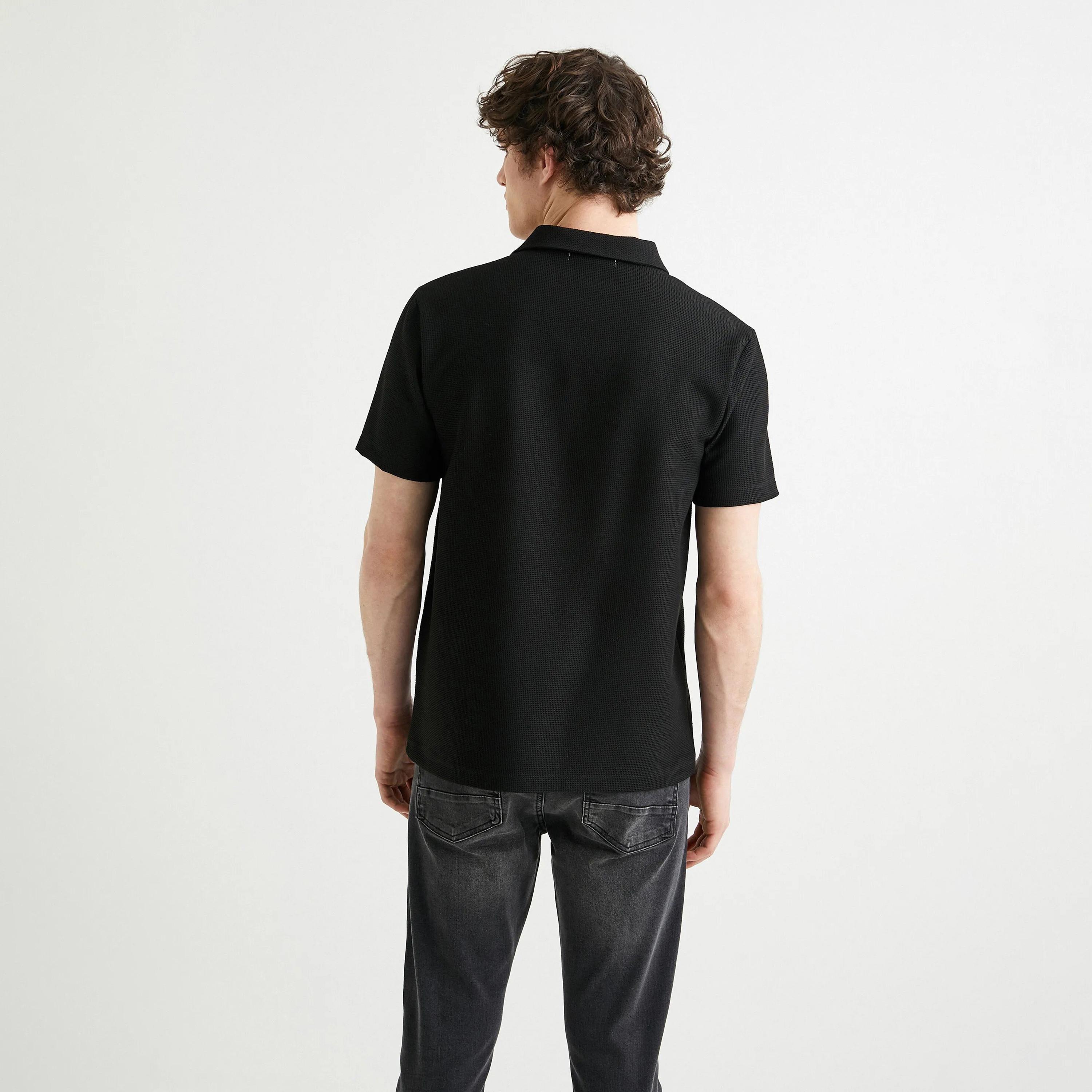 تي شيرت بولو رجالي بأكمام قصيرة وياقة منقوش من كوتون-men-clothing-tshirtsandpolos-polos-image-4
