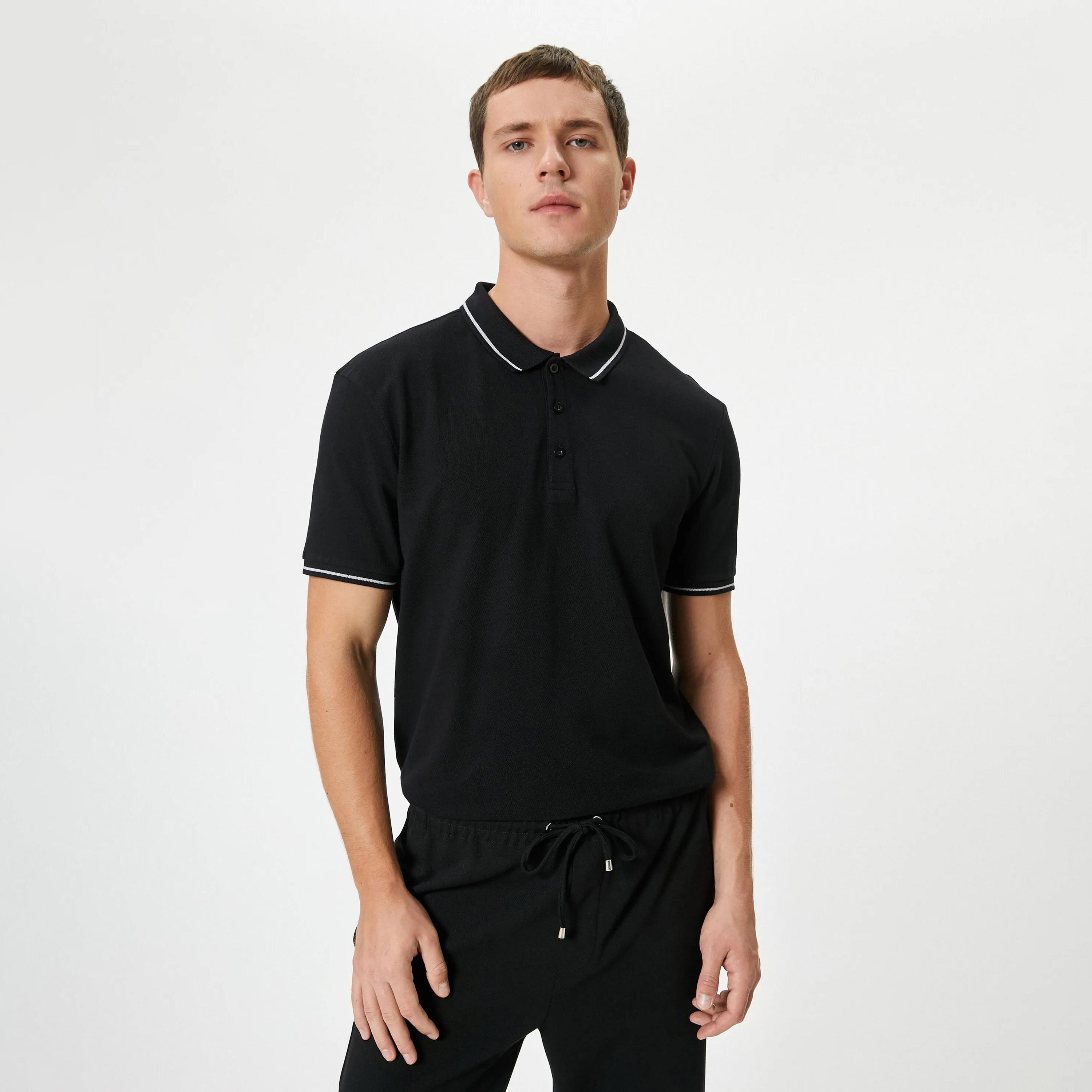 KOTON Plain Collared Short Sleeves Men's Polo T-Shirt-men-clothing-tshirtsandpolos-polos-image-1