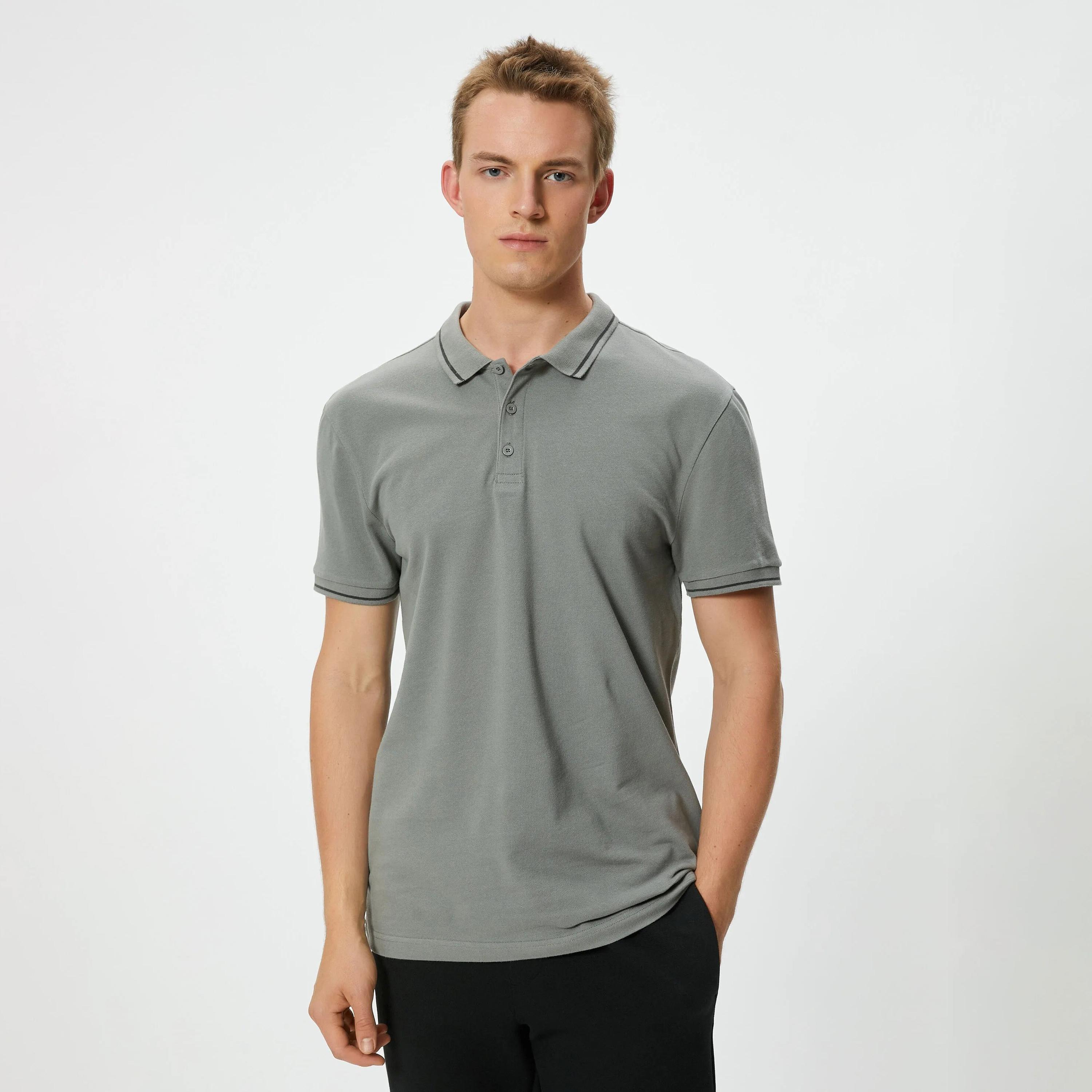 KOTON Plain Collared Short Sleeves Men's Polo T-Shirt-men-clothing-tshirtsandpolos-polos-image-1