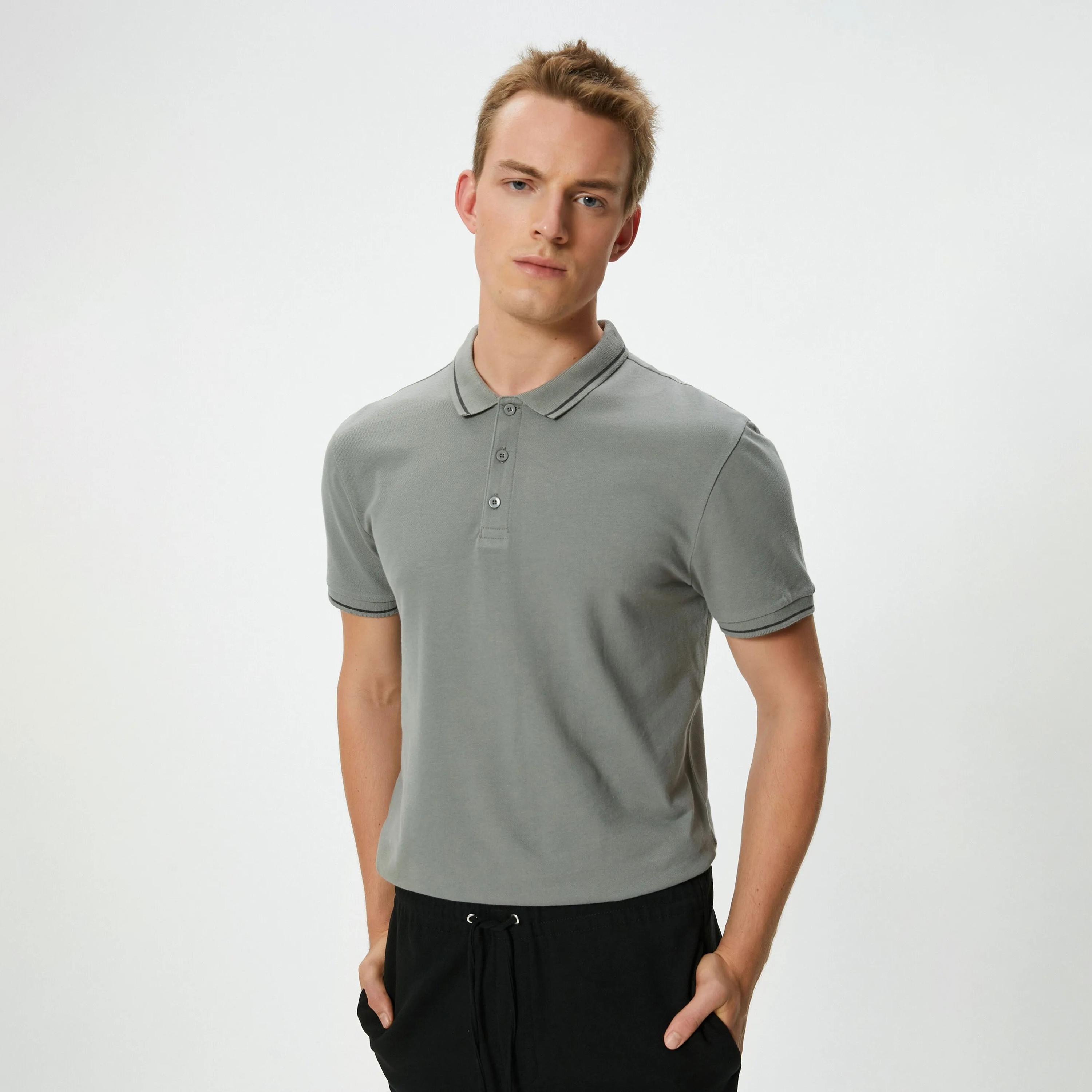 بولو تيشيرت رجالي بأكمام قصيرة وياقة سادة من كوتون.-men-clothing-tshirtsandpolos-polos-image-2
