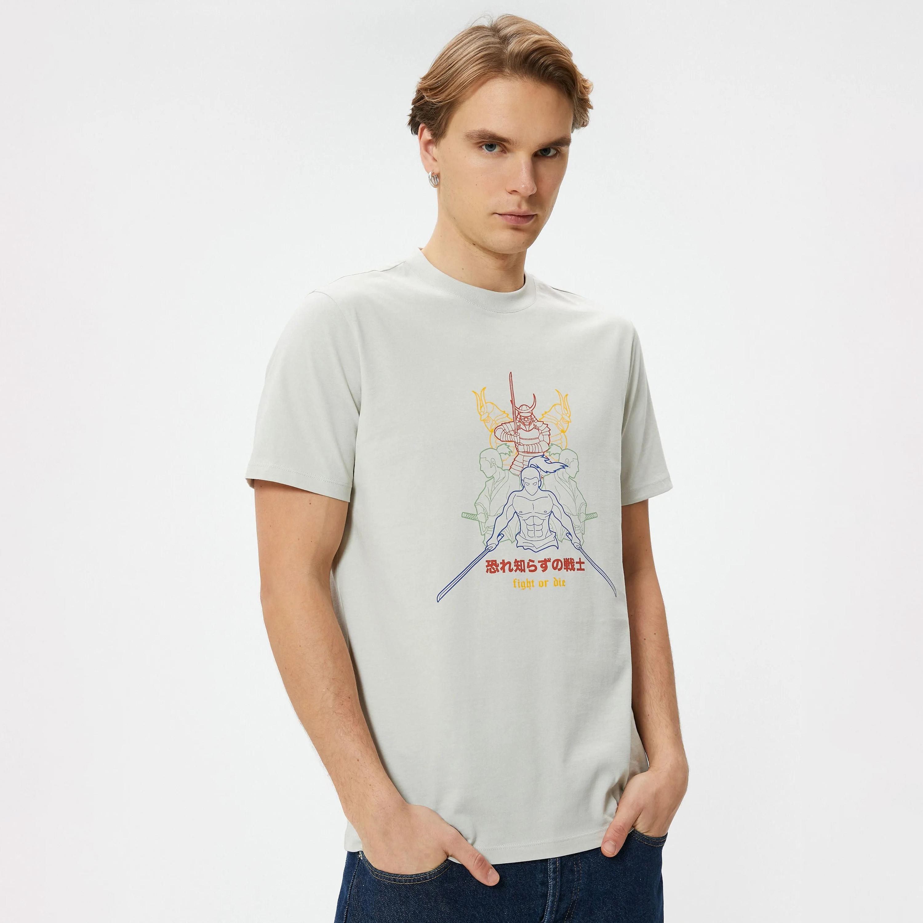 KOTON Graphic Crew Neck Short Sleeves Men's T-Shirt-men-clothing-tshirtsandpolos-tshirts-image-2