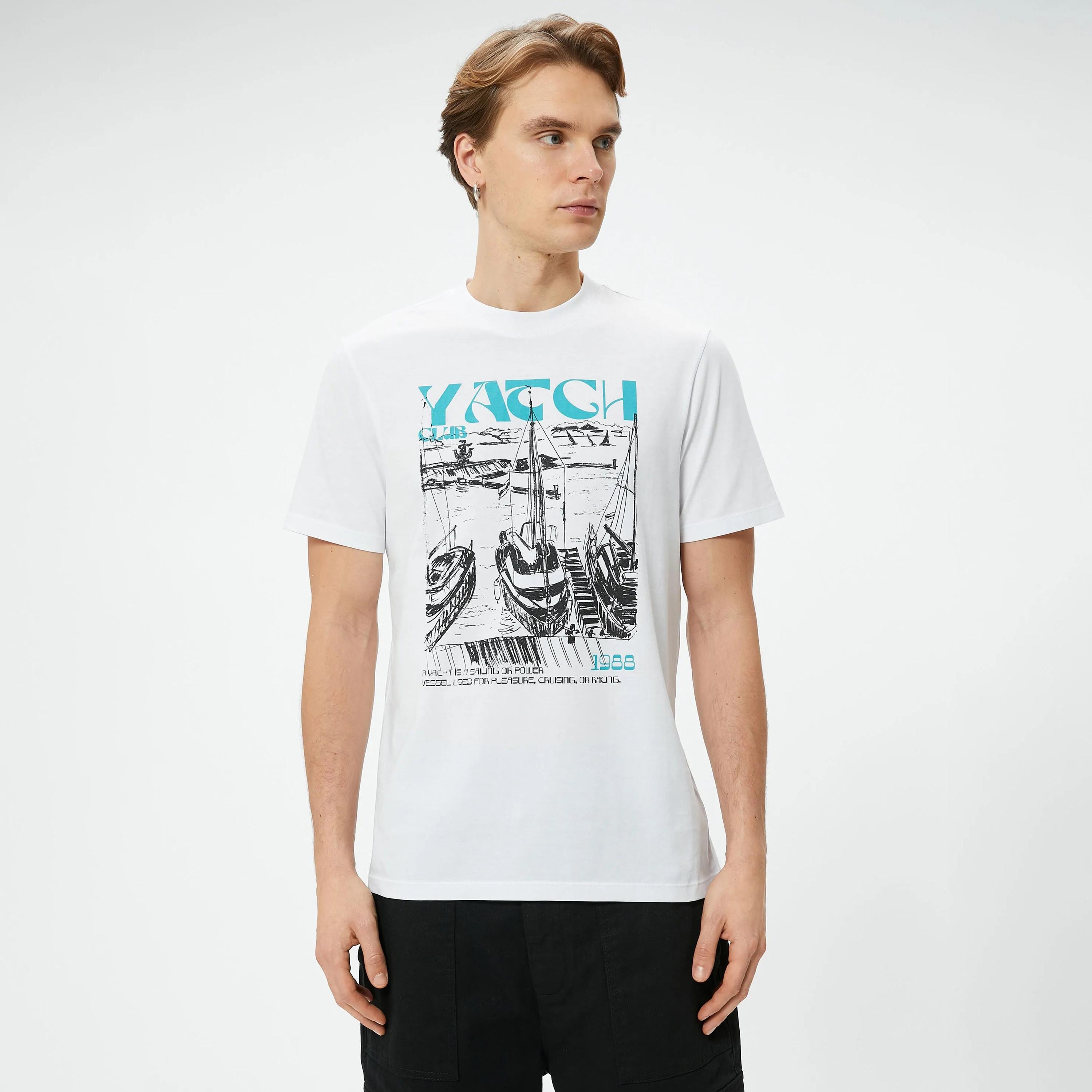 KOTON Graphic Crew Neck Short Sleeves Men's T-Shirt-men-clothing-tshirtsandpolos-tshirts-image-1