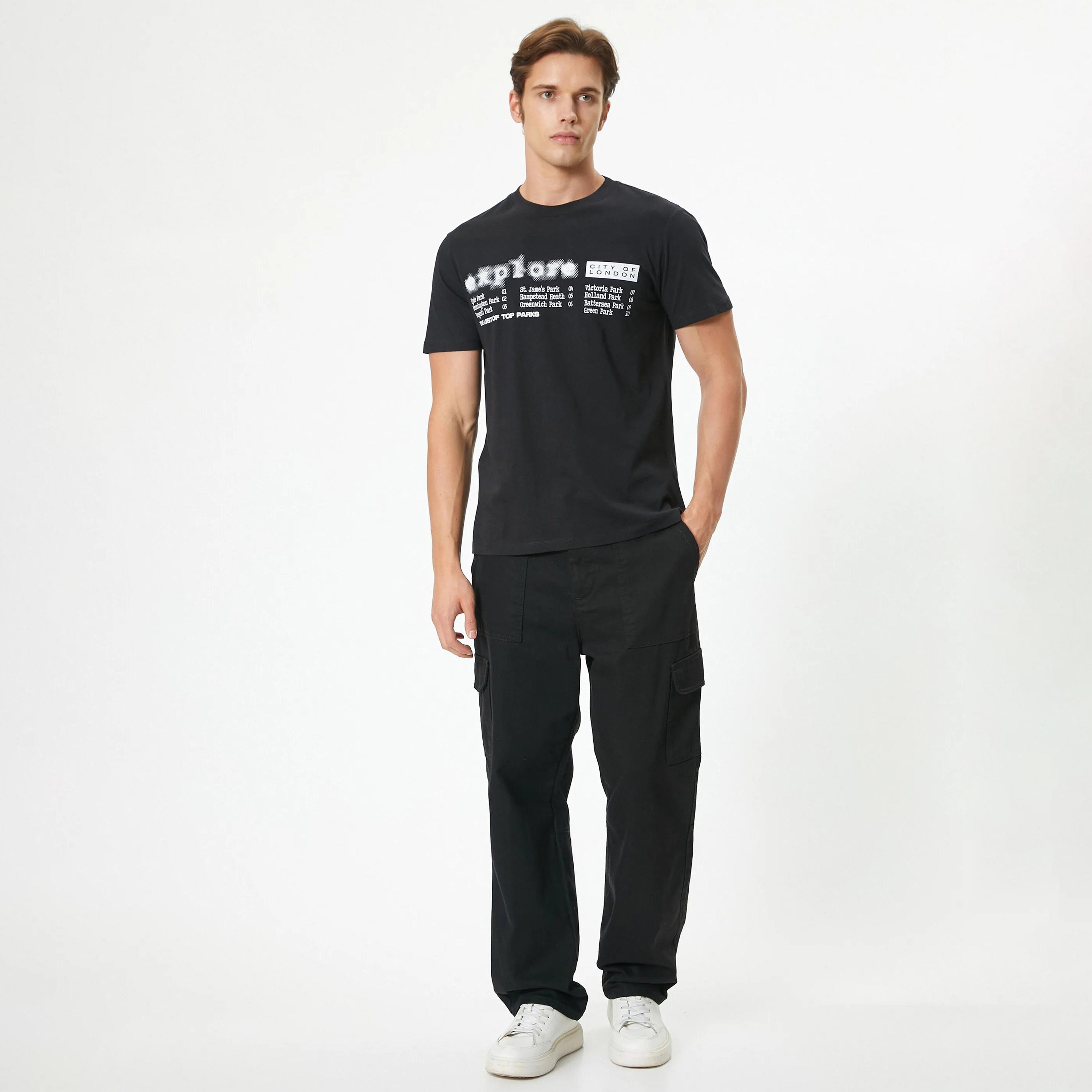 KOTON Text-Print Crew Neck Short Sleeves Men's T-Shirt-men-clothing-tshirtsandpolos-tshirts-image-2