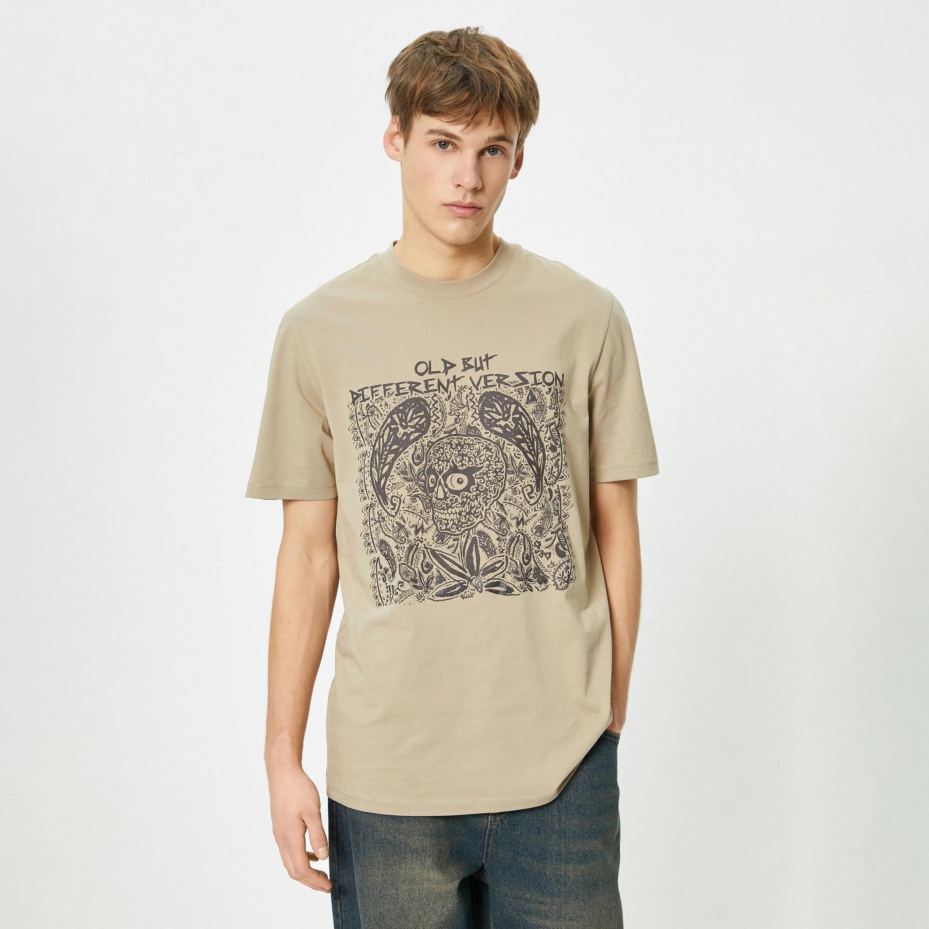 KOTON Graphic Crew Neck Short Sleeves Men's T-Shirt-men-clothing-tshirtsandpolos-tshirts-image-1