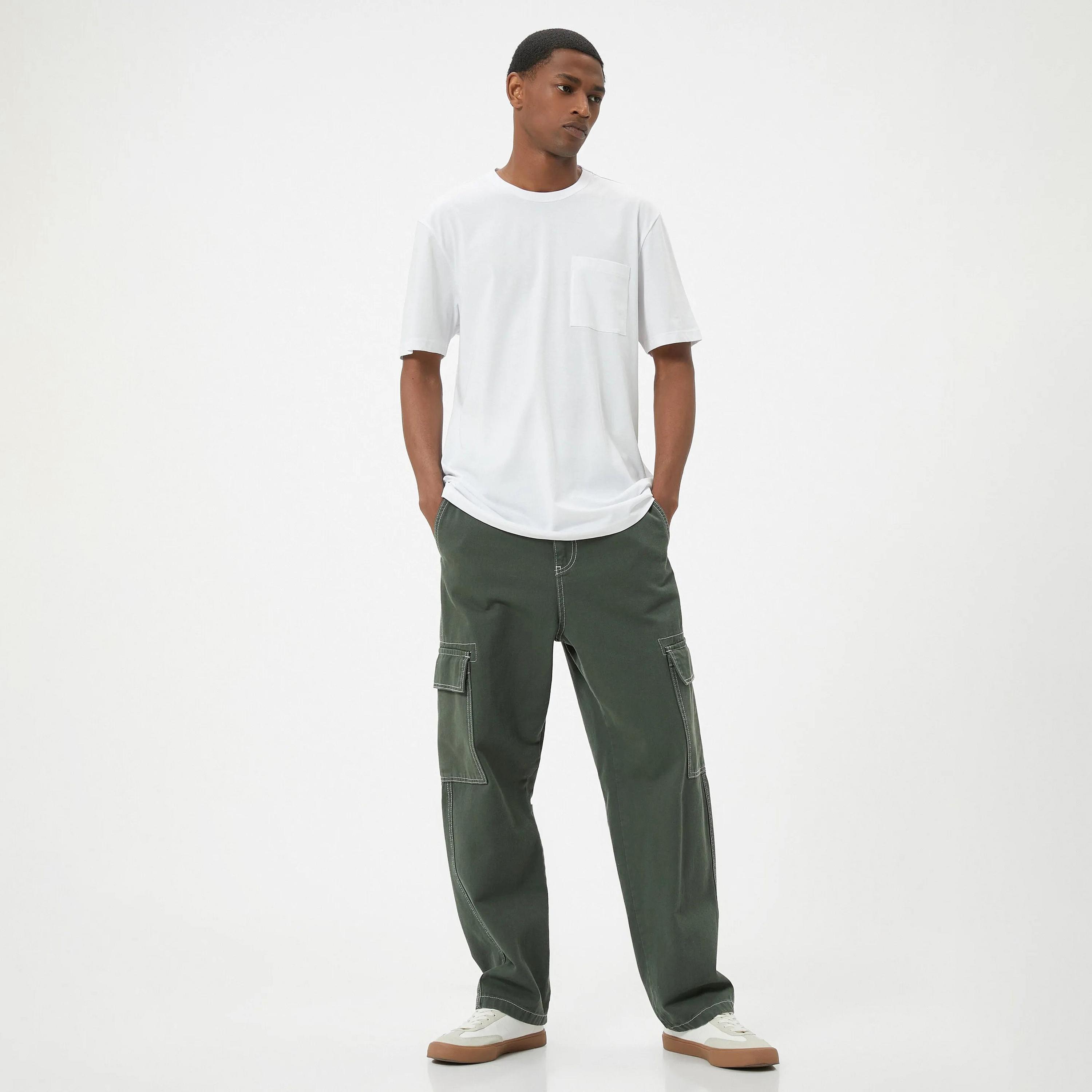 تيشيرت رجالي بأكمام قصيرة وياقة دائرية سادة من كوتون.-men-clothing-tshirtsandpolos-tshirts-image-2