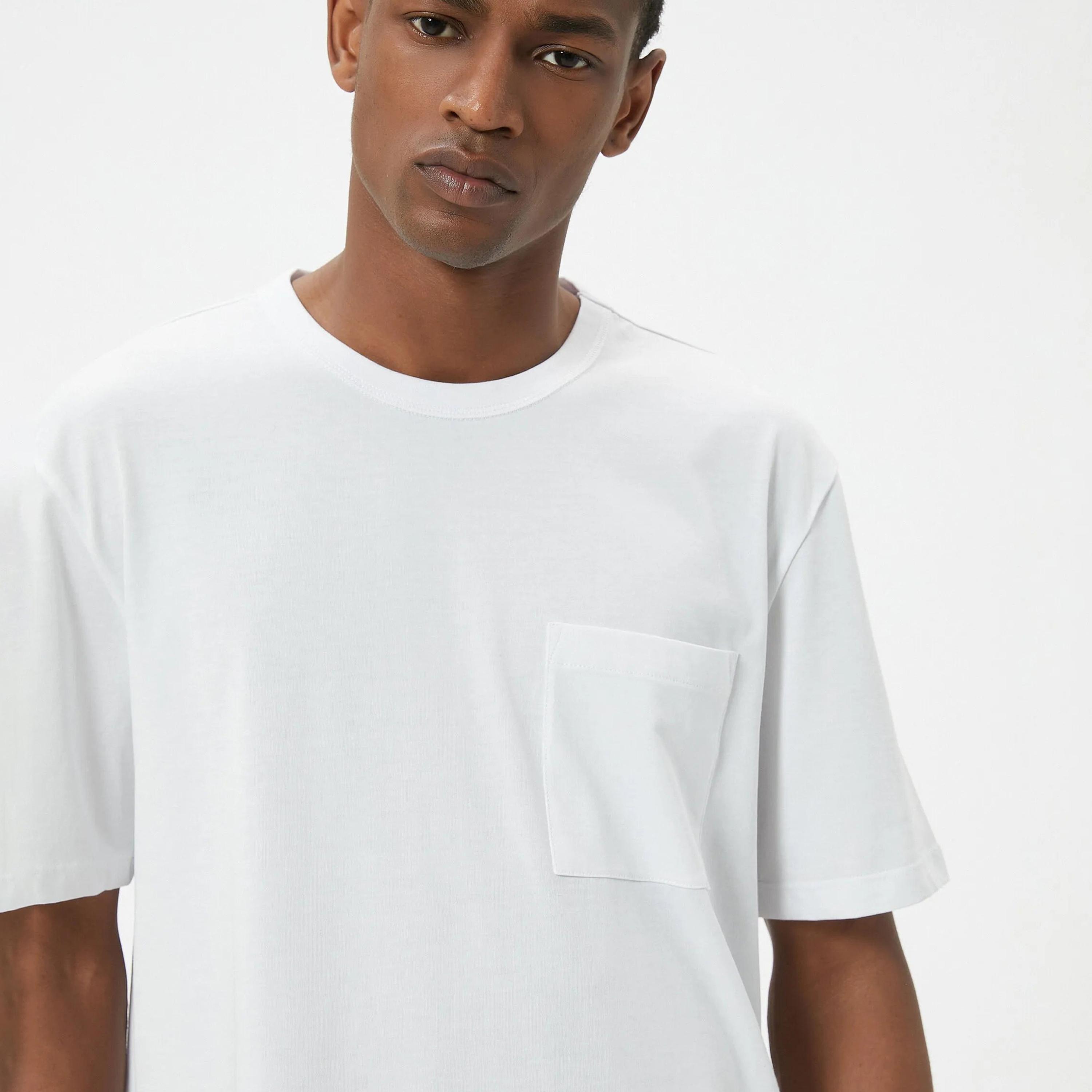 تيشيرت رجالي بأكمام قصيرة وياقة دائرية سادة من كوتون.-men-clothing-tshirtsandpolos-tshirts-image-3