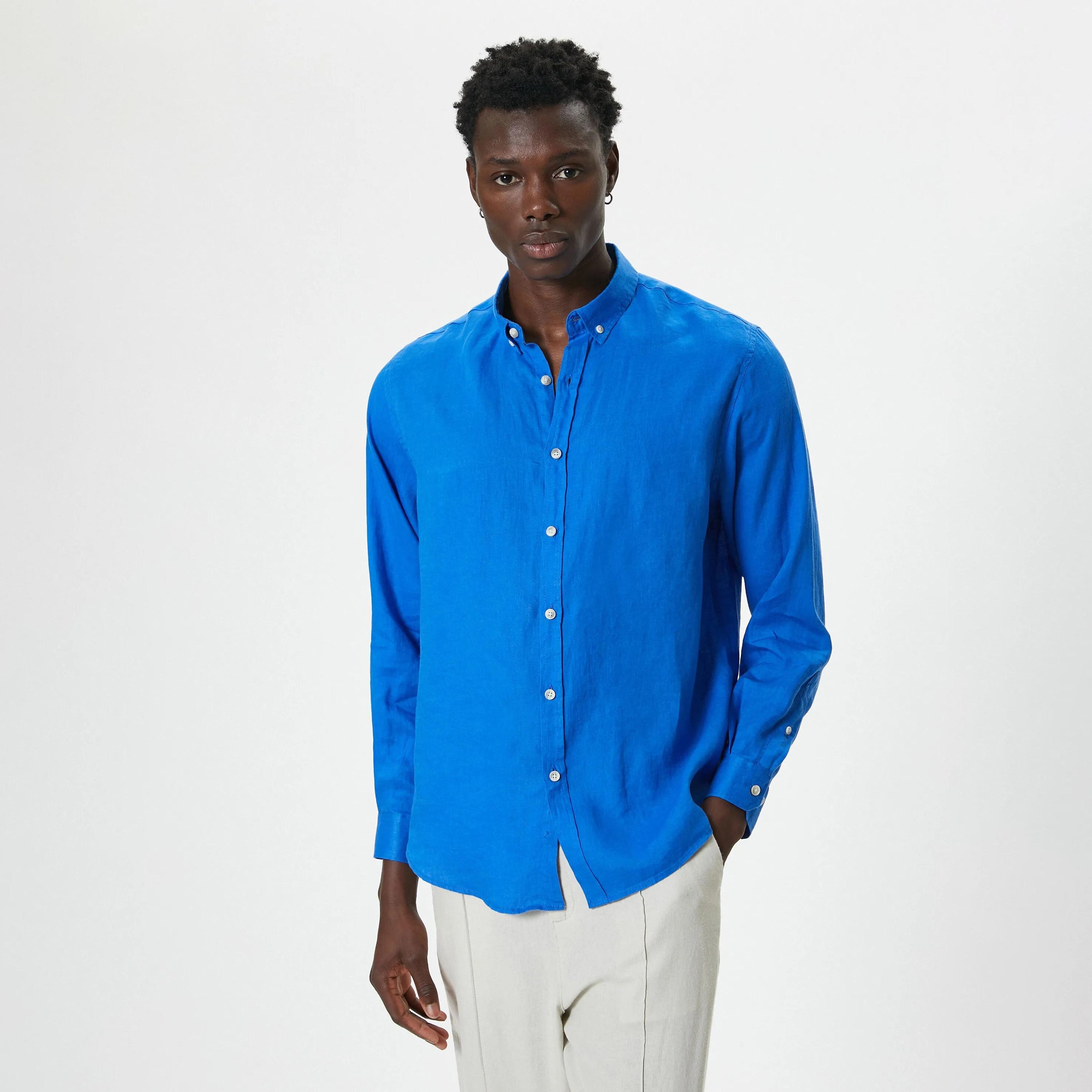 قميص رجالي عادي بأكمام طويلة وياقة وأزرار من كوتون-men-clothing-shirts-image-9