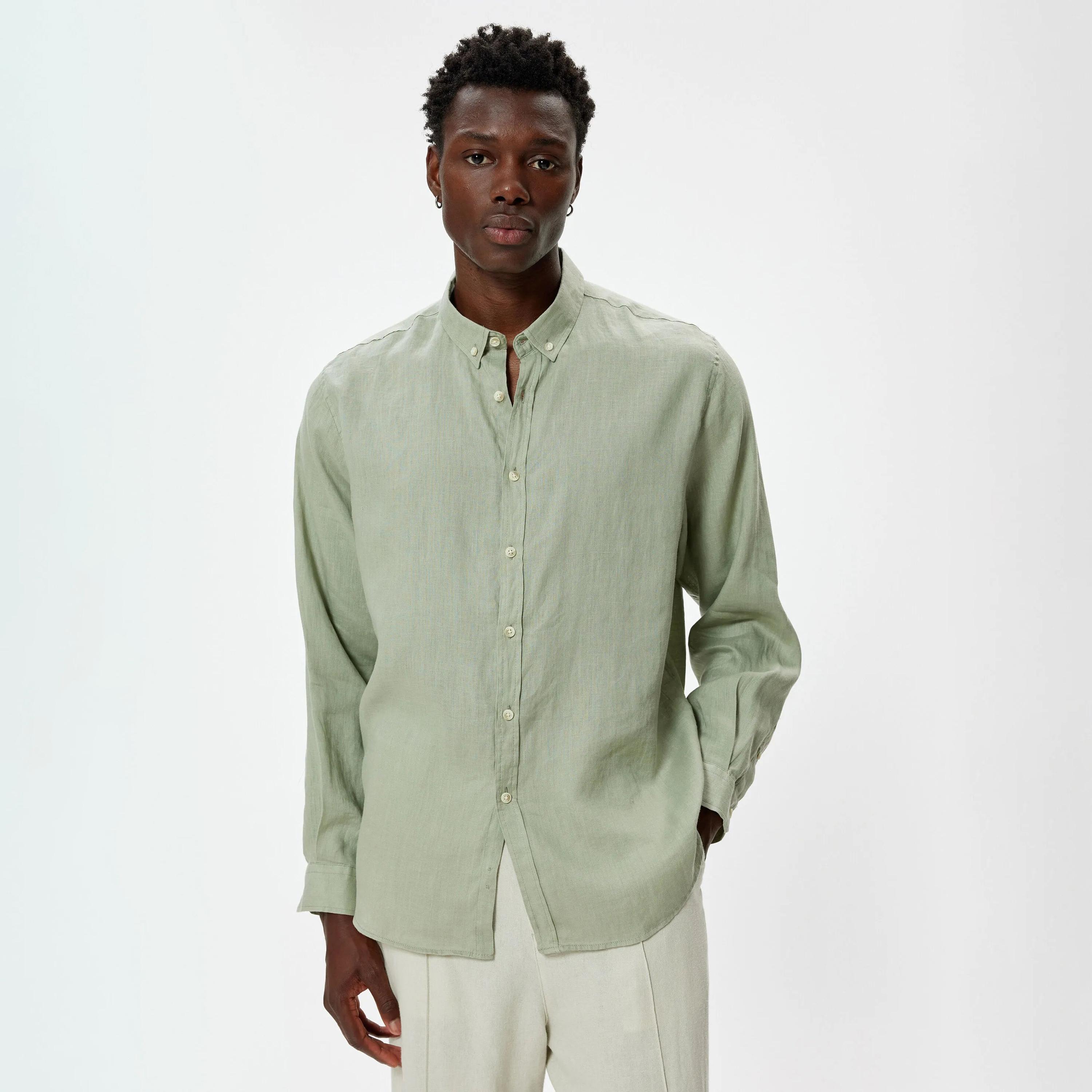 قميص رجالي عادي بأكمام طويلة وياقة وأزرار من كوتون-men-clothing-shirts-image-13