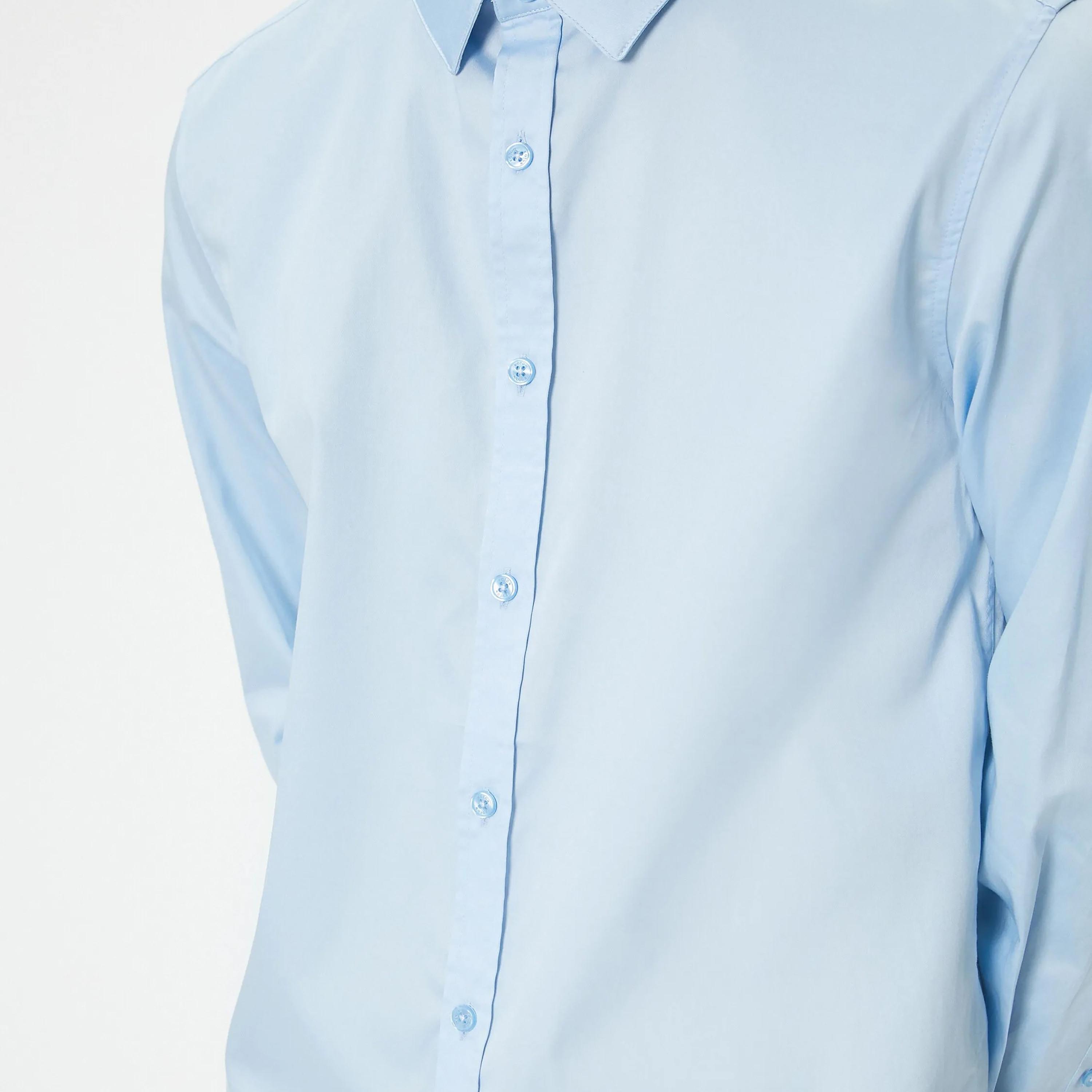 قميص رجالي بأكمام طويلة وياقة سادة بتصميم عادي من كوتون.-men-clothing-shirts-image-3