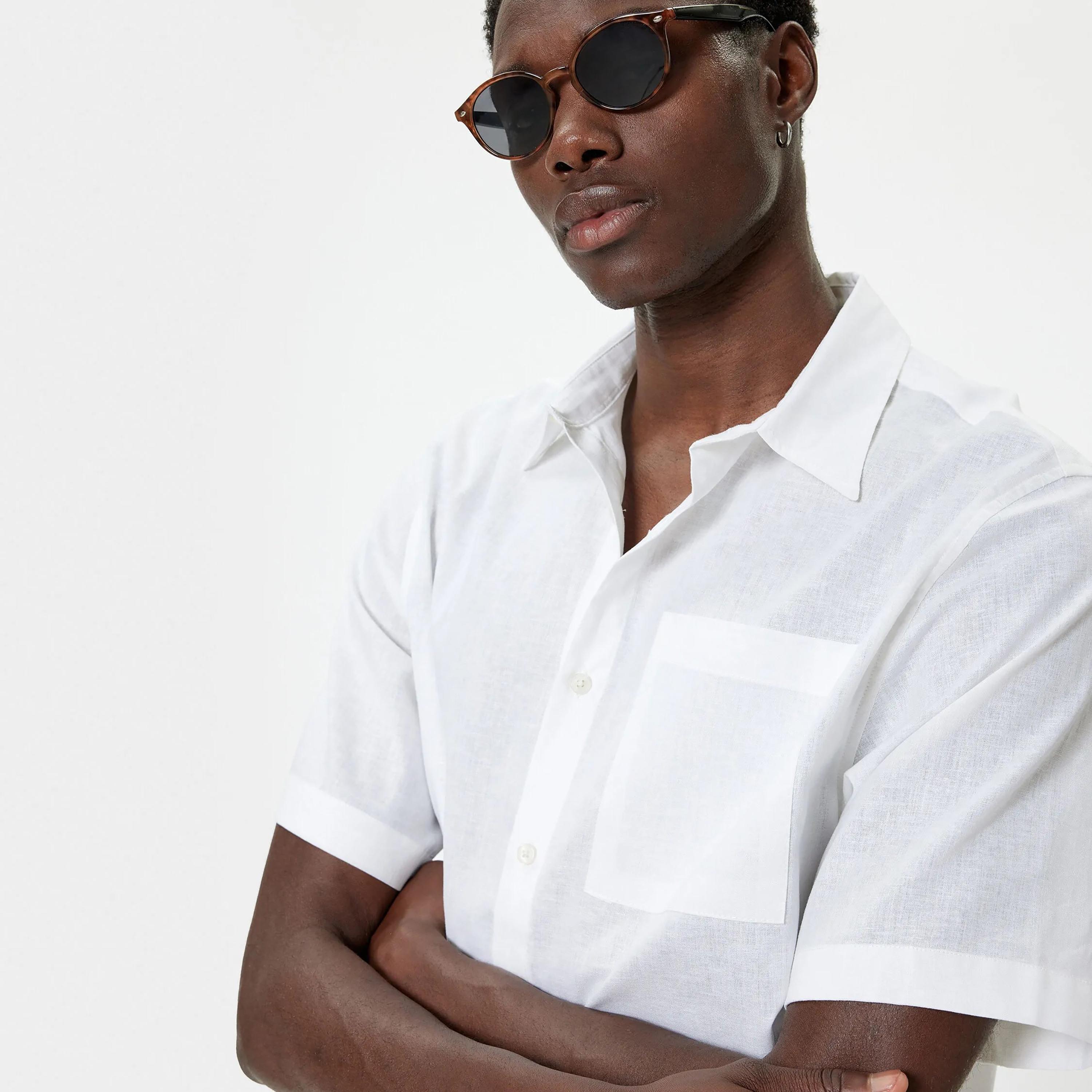 قميص رجالي عادي بأكمام قصيرة وياقة عادية من كوتون-men-clothing-shirts-image-3