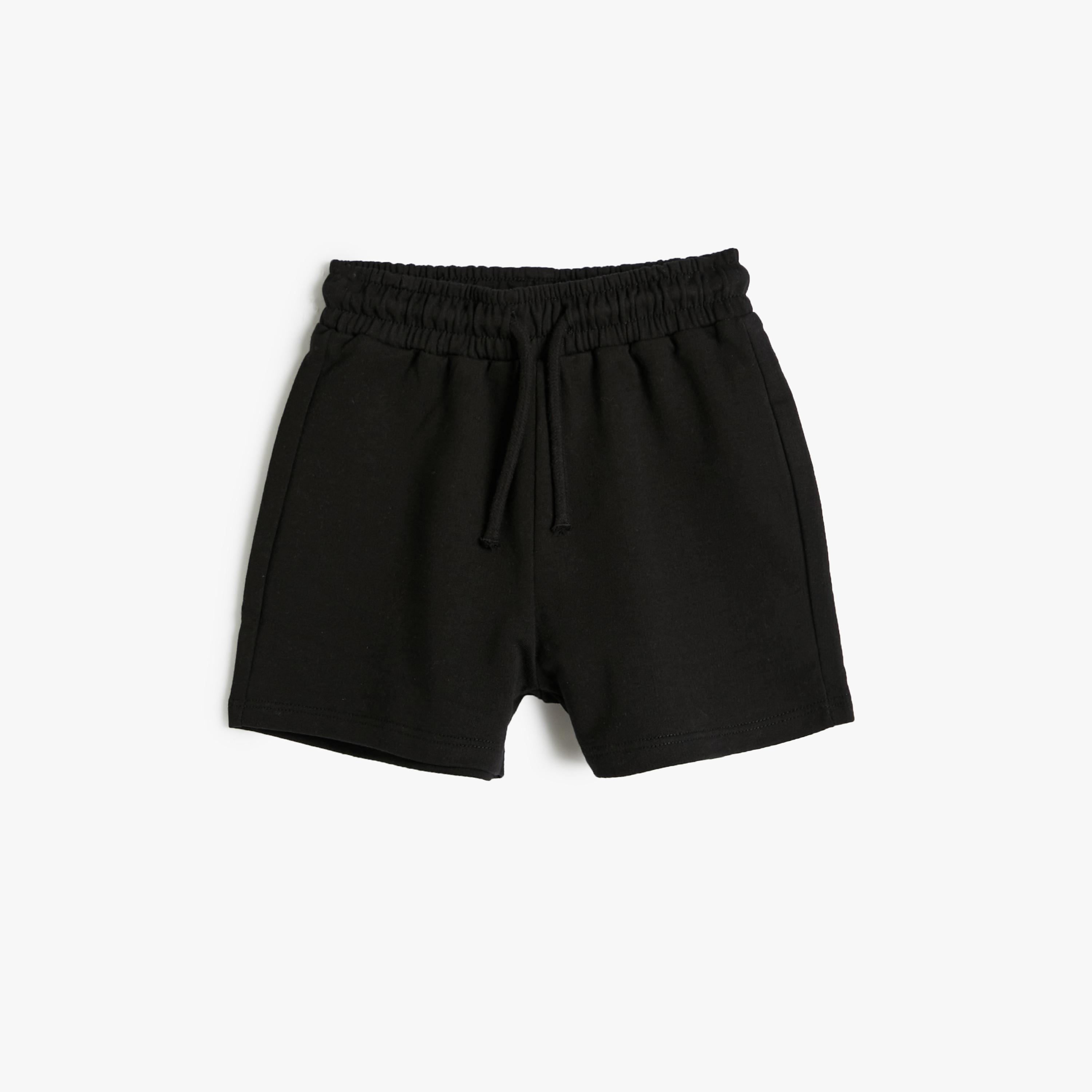 Koton Cotton Elasticated Drawstring Basic Shorts-girls-clothing-bottoms-shorts-image-1
