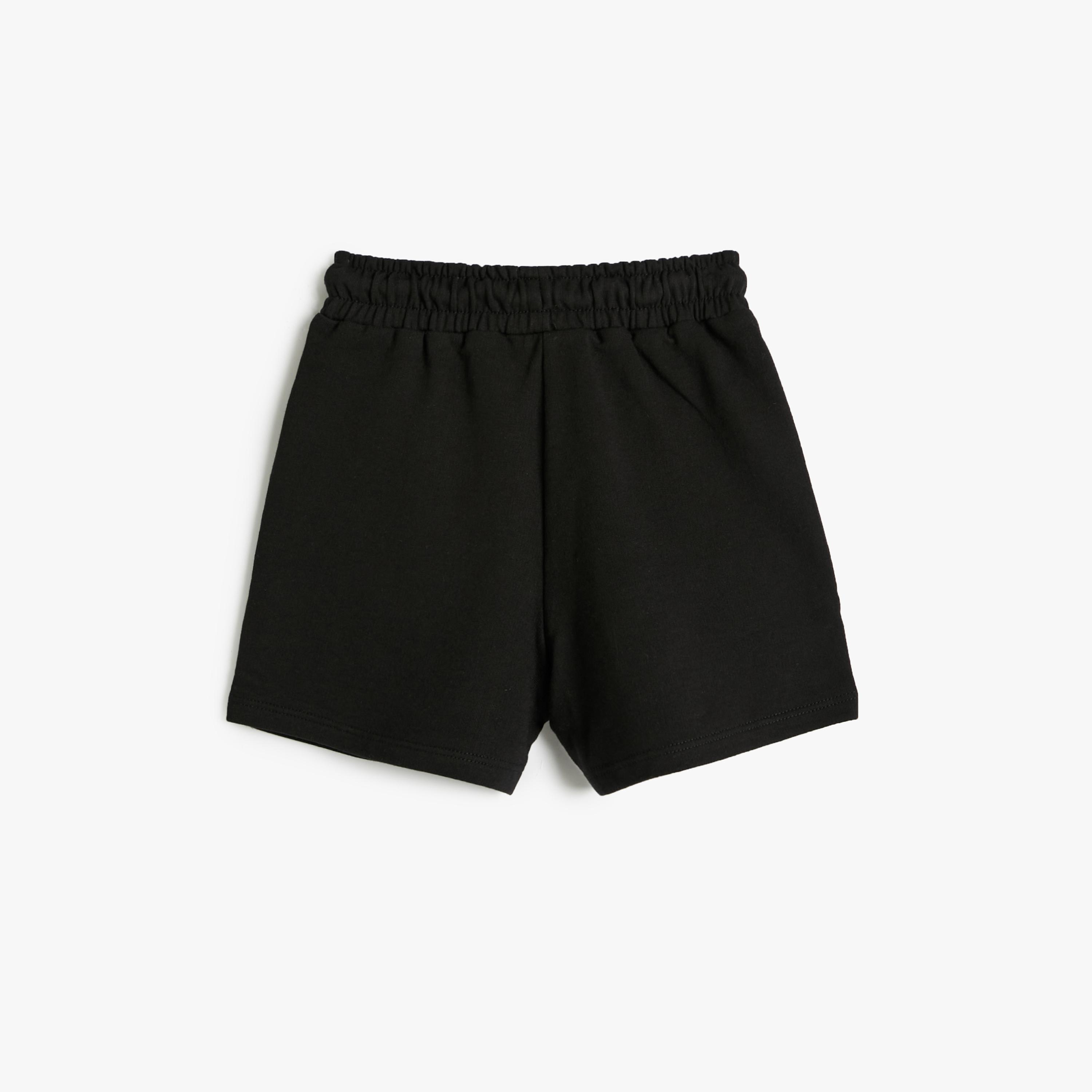 Koton Cotton Elasticated Drawstring Basic Shorts-girls-clothing-bottoms-shorts-image-2