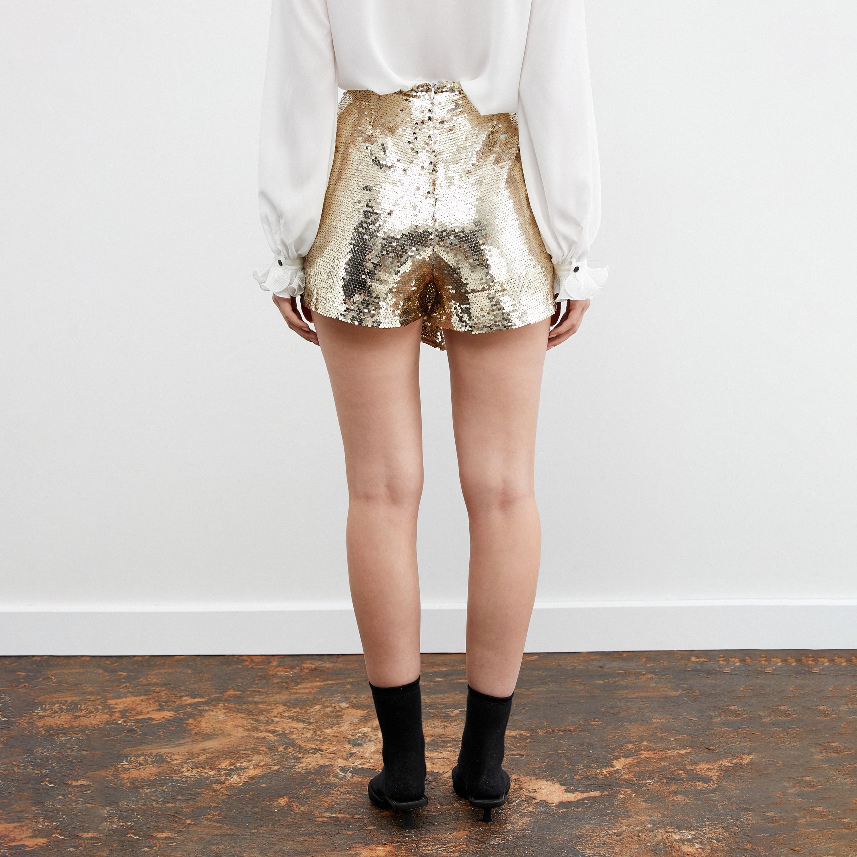 KOTON Gold Sequined Wrap Women's Skorts-women-clothing-bottoms-skirts-image-4